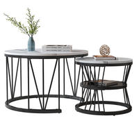 COUCHTISCH 2er Set Beistelltisch Rund, Schwarz - Schwarz, Metall (70/70/45cm)