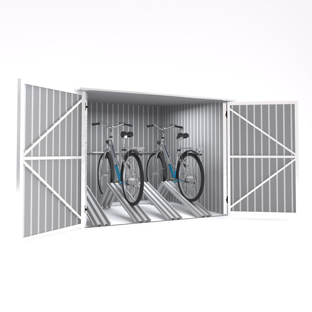 FAHRRADGARAGE - Hellgrau, Metall (203/157/198cm) - HATTORO