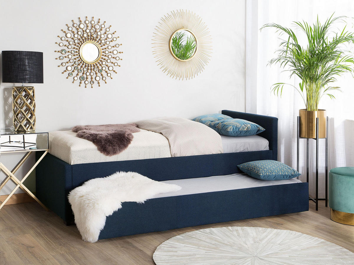 TAGESBETT 80/200cm Marineblau Marmande - Blau, Textil (80/200cm) - Beliani