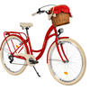CITY-FAHRRAD Milord mit Weidenkorb, 28 Zoll, Rot, 7-Gang - Rot, Metall (46cm) - Milordbikes