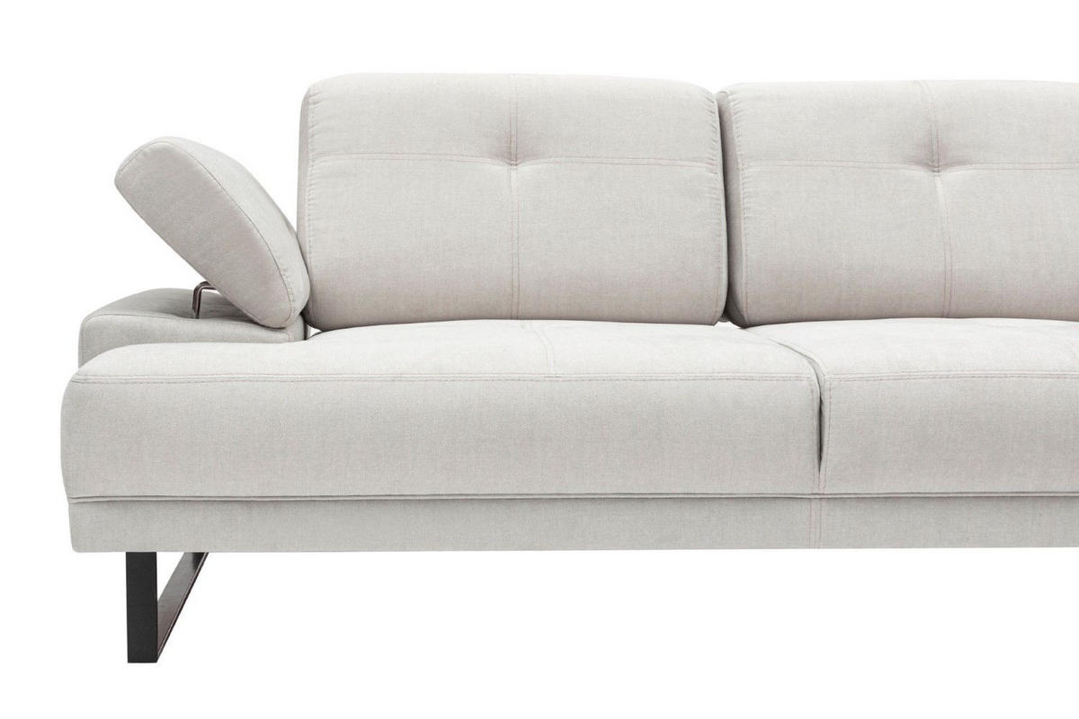 ECKSOFA mit verstellbarer Rückenlehne - Beige/Schwarz, Textil/Metall (174/314cm) - myHomelando