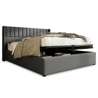 BETT mit Bettkasten 140x200 cm Leinen Grau - Grau, Metall (140/200cm) - Meubliv