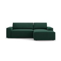 AUSKLAPPBARES-ECKSOFA rechts mit Container Jodie aus strukturiertem Stoff grün 3 Sitzplätze - Grün, Textil (246/151cm) - Micadoni