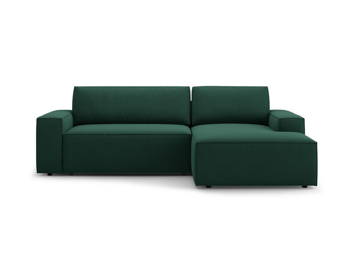 AUSKLAPPBARES-ECKSOFA rechts mit Container Jodie aus strukturiertem Stoff grün 3 Sitzplätze - Grün, Textil (246/151cm) - Micadoni