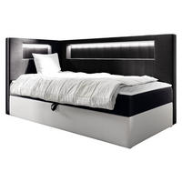 BOXBETT Gold Junior 3, Seite zum Öffnen des Bettkastens: Links - Schwarz/Weiß, Holz (100/200cm) - MIRJAN24