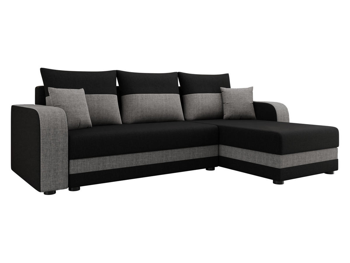 ECKSOFA Hewlet Bis - Dunkelgrau/Schwarz, Holz/Kunststoff (237/139cm) - MIRJAN24