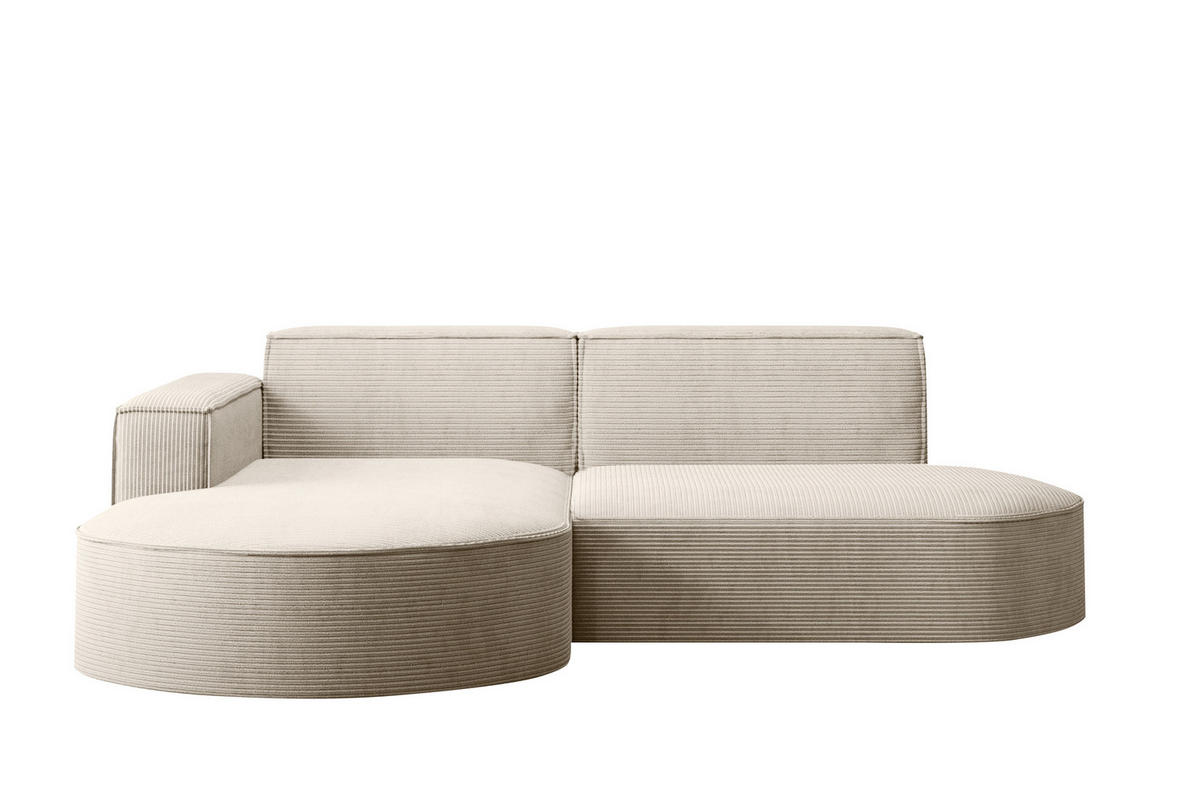 ECKSOFA Modena Studio, Cord Stoff Beige Links - Beige, Holzwerkstoff/Textil (165/236cm) - Kaiser Möbel
