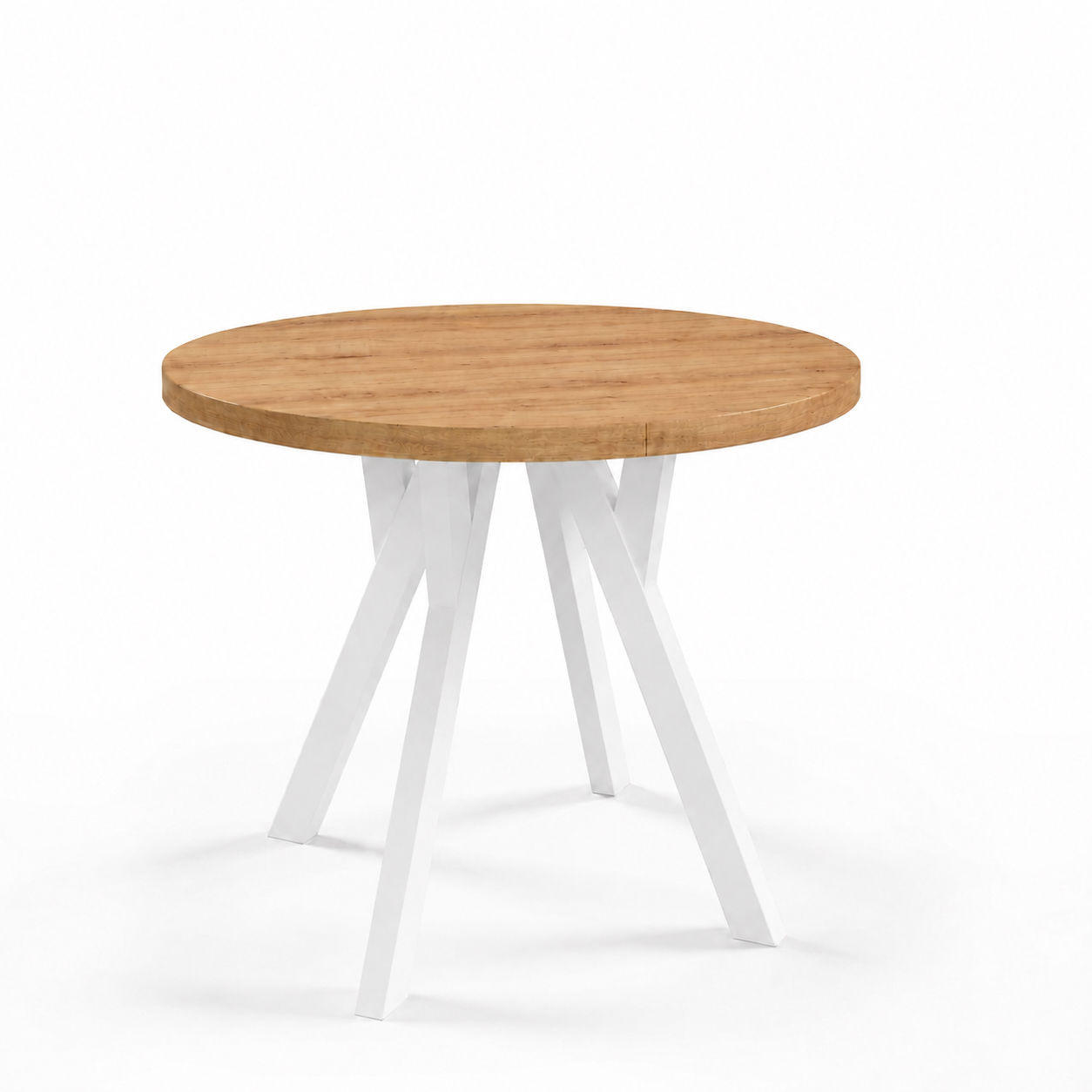 ESSTISCH ausziehbar rund ATO, 90-190 cm, Dekor Craft, weiße Holzbeine - Weiß/Braun, Holzwerkstoff/Buchenholz (90/90/77cm) - VENASI MÖBEL