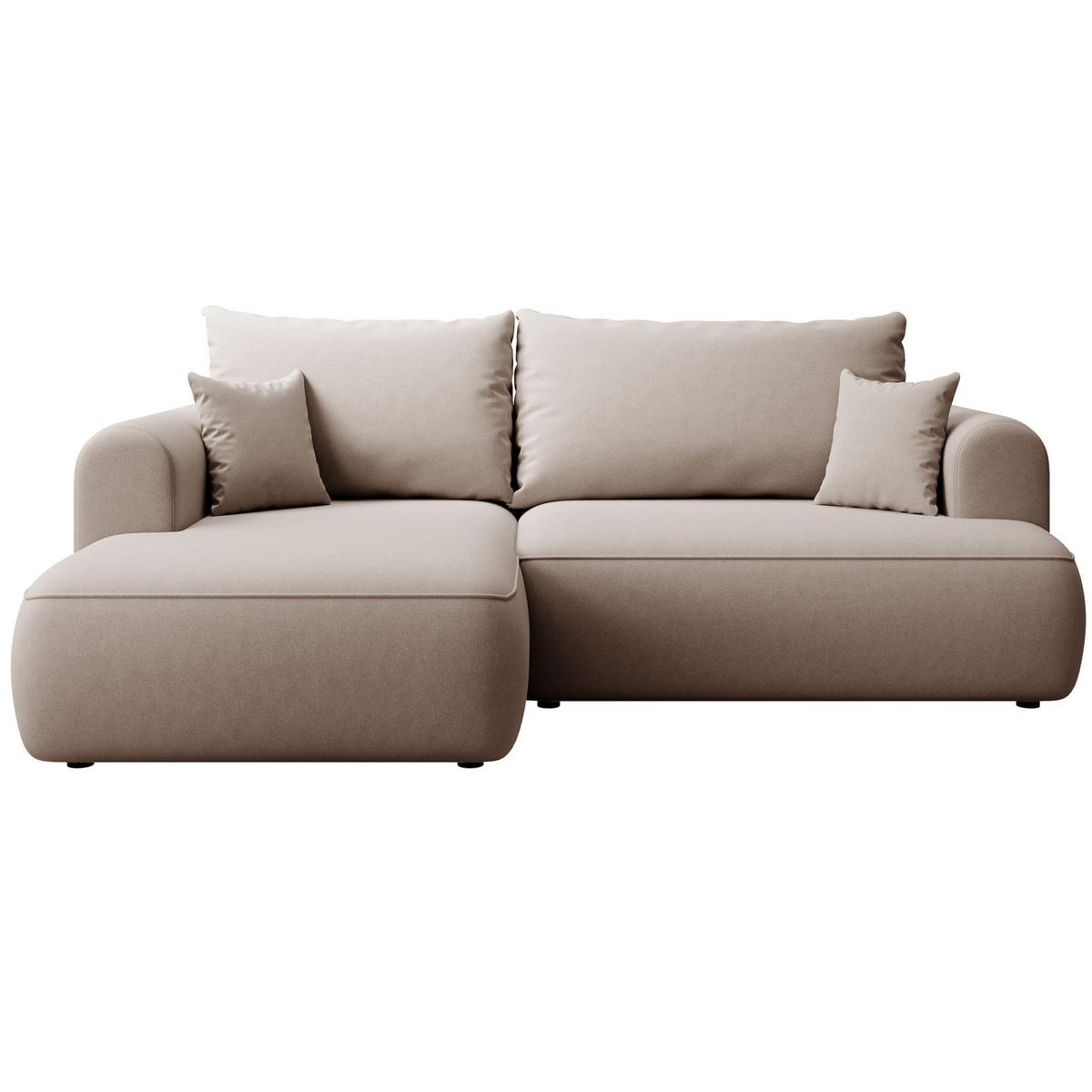 ECKSCHLAFSOFA Ovo Mini Beige Easy-Clean-Samtbezug - Beige/Schwarz, Kunststoff/Textil (238/156cm) - Selsey