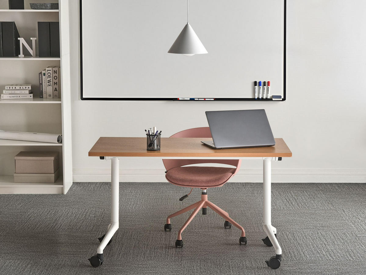 SCHREIBTISCH Zusammenklappbarer Braun 120/60 cm Cavi - Braun/Weiß, Holzwerkstoff (60/120/73cm) - Beliani