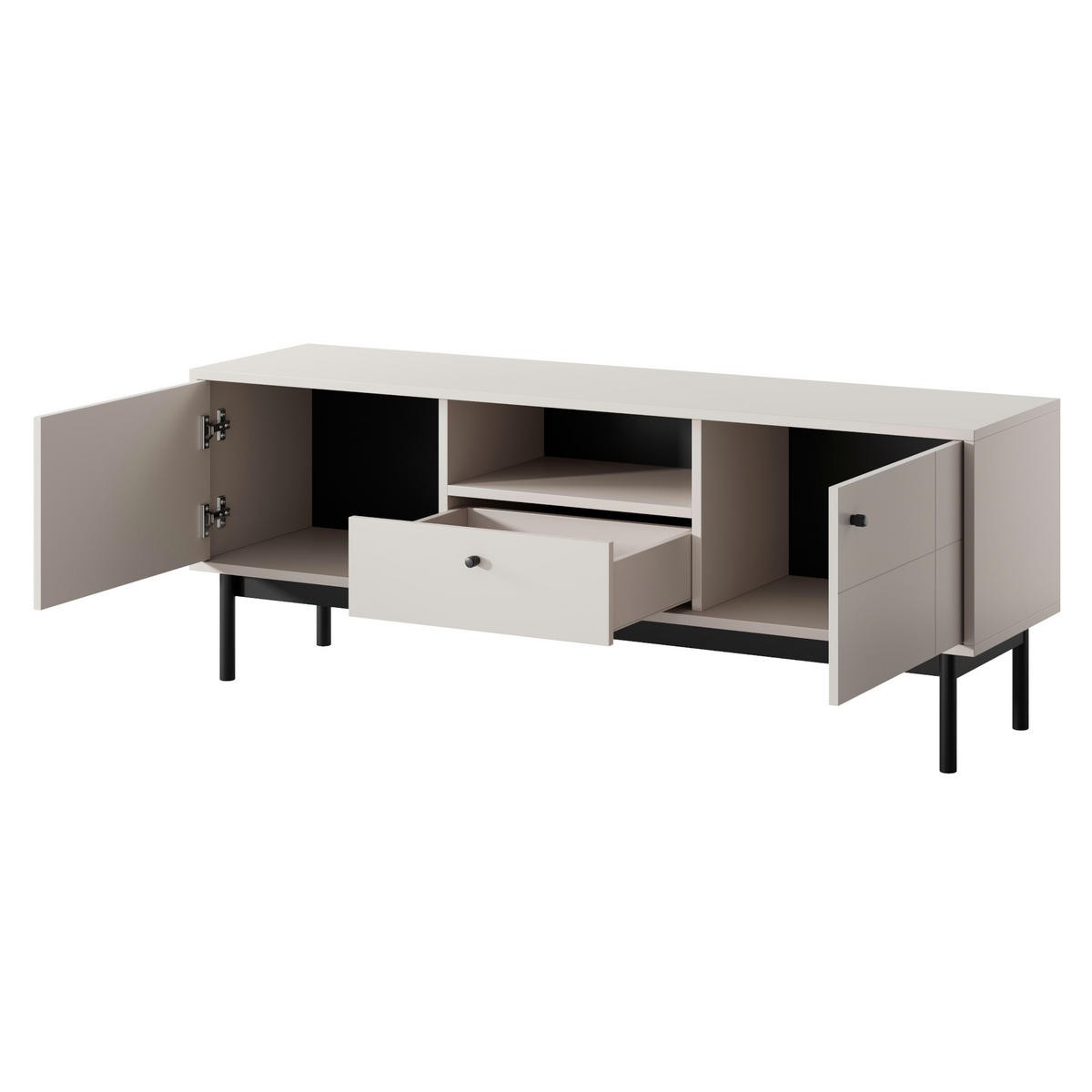 LOWBOARD TV DIEPPE RTV1-2D1S Fräste Fronten, Kaschmir - Kaschmir, Holz/Holzwerkstoff (154/56/39cm) - Komodee