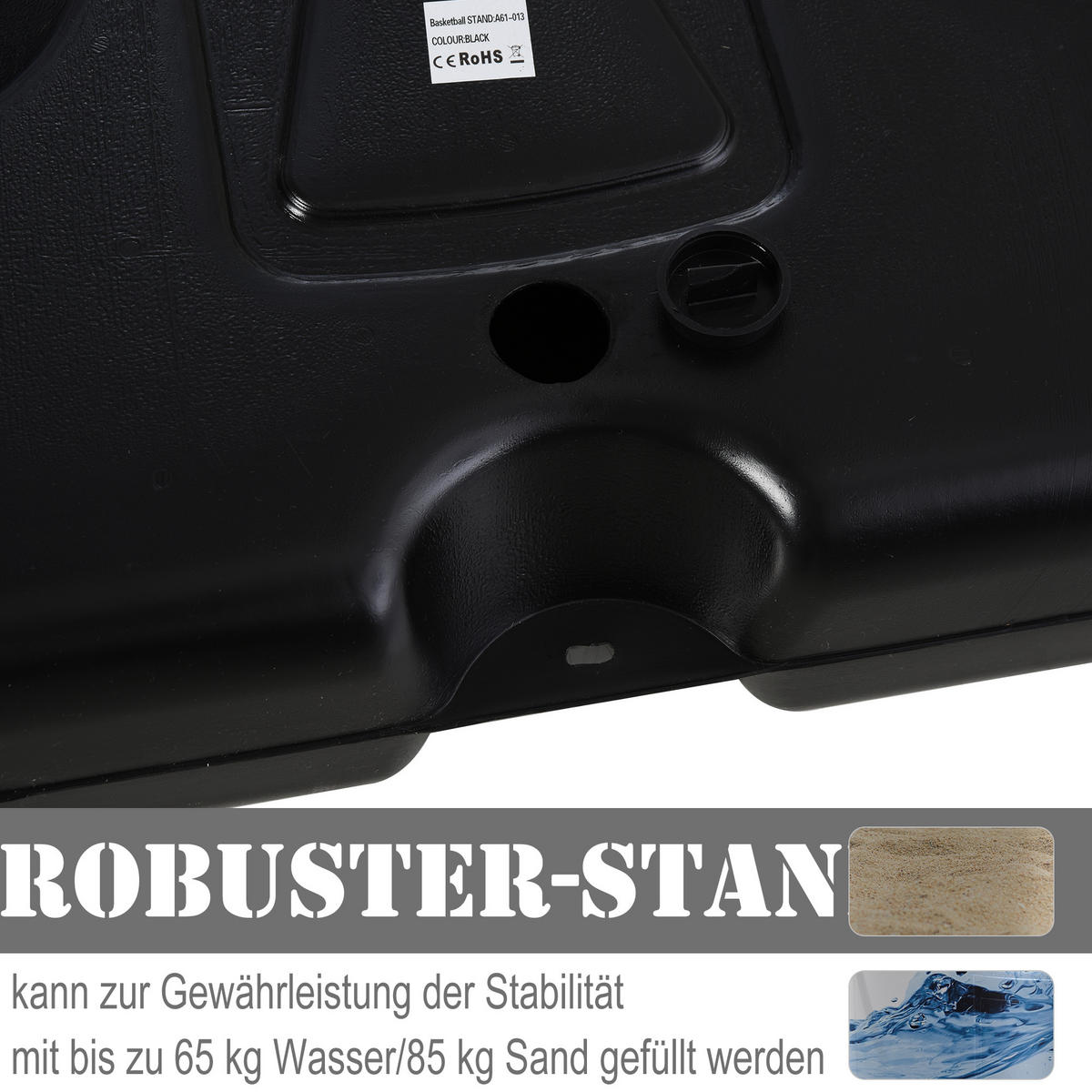 BASKETBALLSTÄNDER, Stahl, Schwarz, 90B x 165T x 302-352H cm - Schwarz, Metall (165/90cm) - HOMCOM