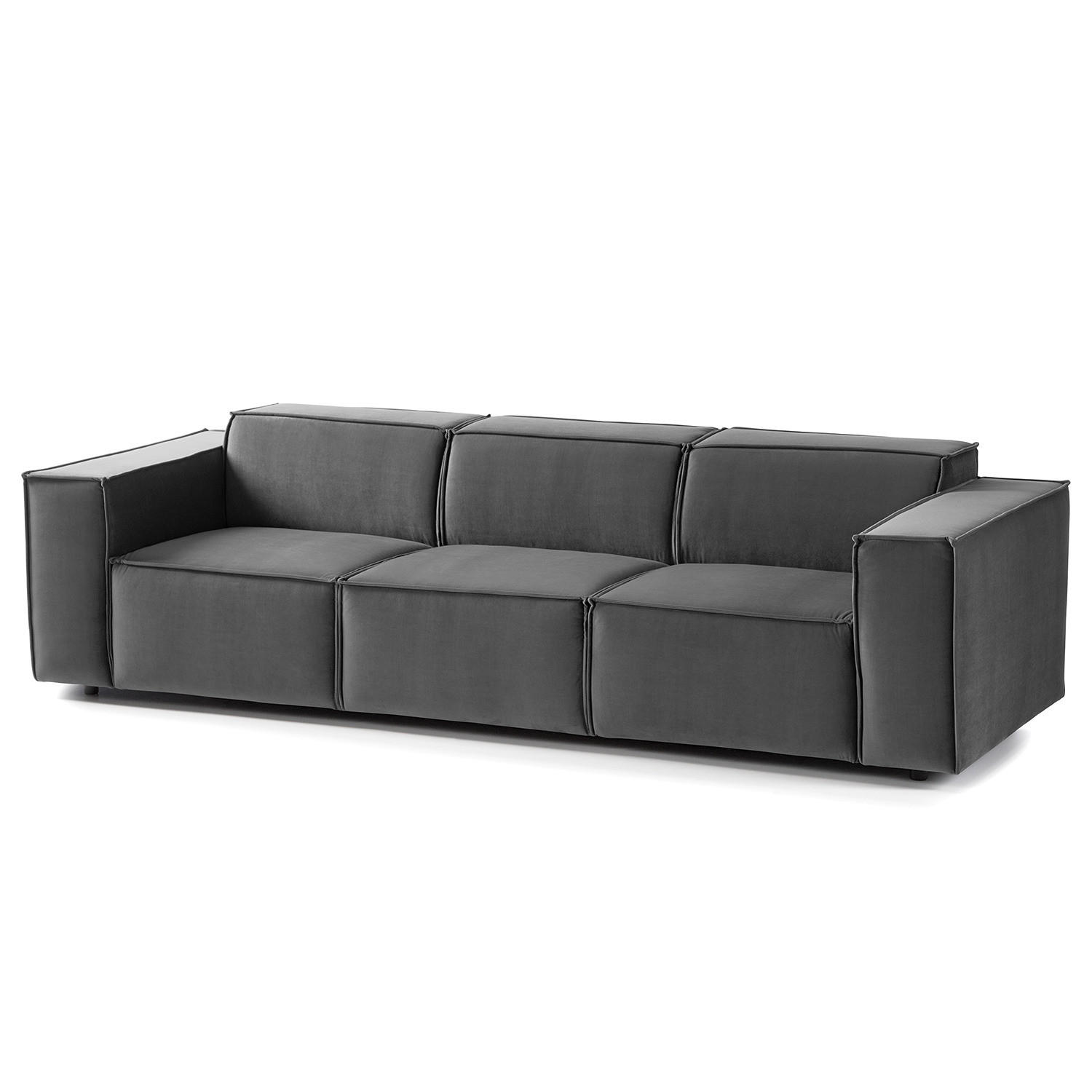 3-SITZER SOFA - Schwarz/Grau, Kunststoff/Textil (260/70/96cm) - home24