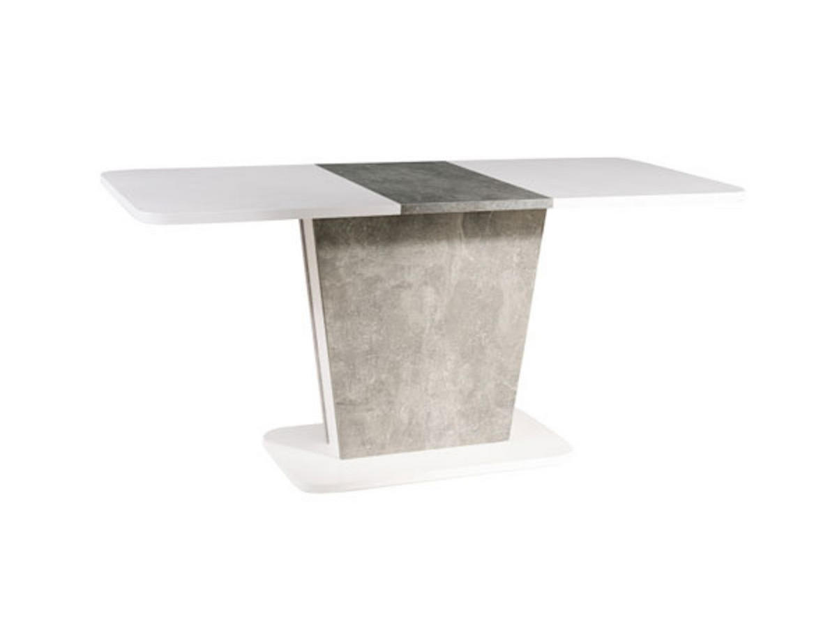 ESSTISCH Calipso weiß / beton 120 - 160 / 68 / 76cm - Weiß/Grau, Holz/Holzwerkstoff (68/110/76cm) - Feldmann-Wohnen