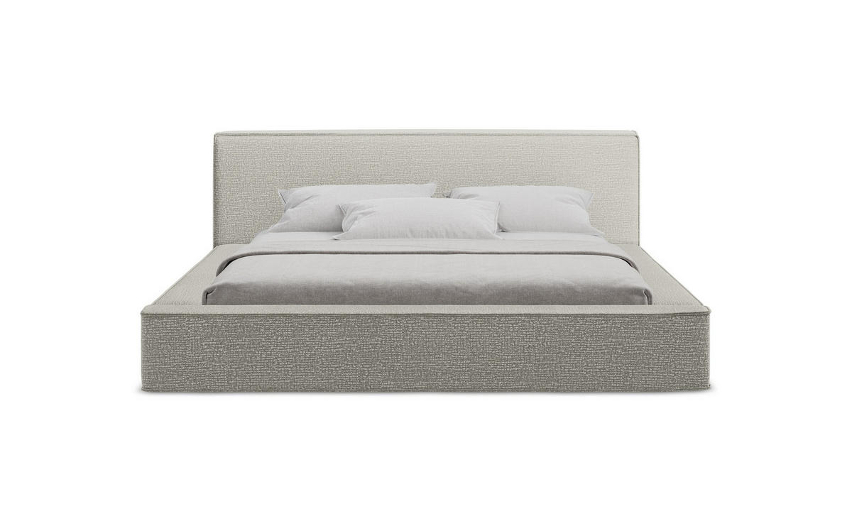 POLSTERBETT mit Bettkasten und Lattenrost 200x240 Grau - Hellgrau/Schwarz, Kunststoff/Textil (160/200cm) - Makamii