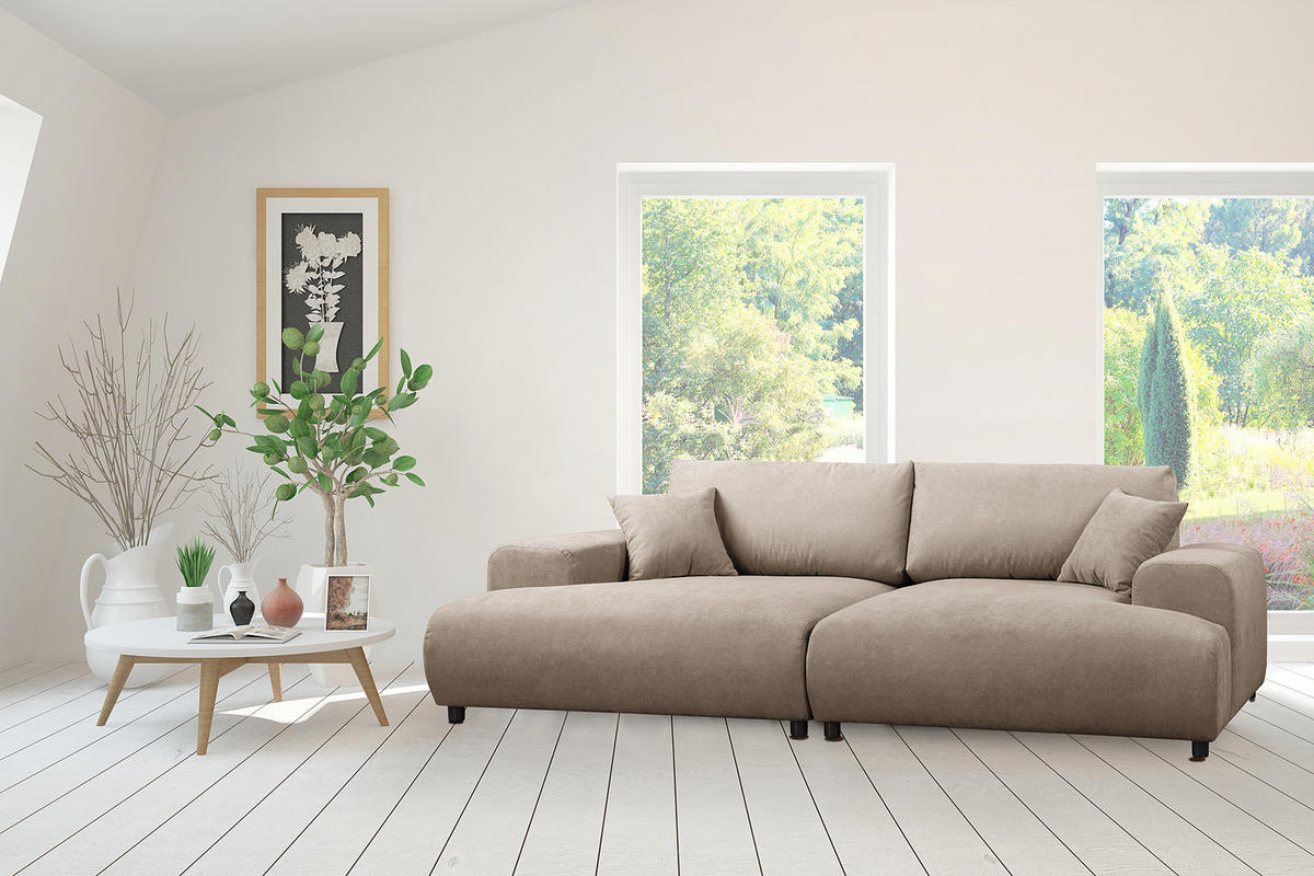 BIGSOFA - Schwarz/Cappuccino, Kunststoff/Textil (237/79/144cm) - home24