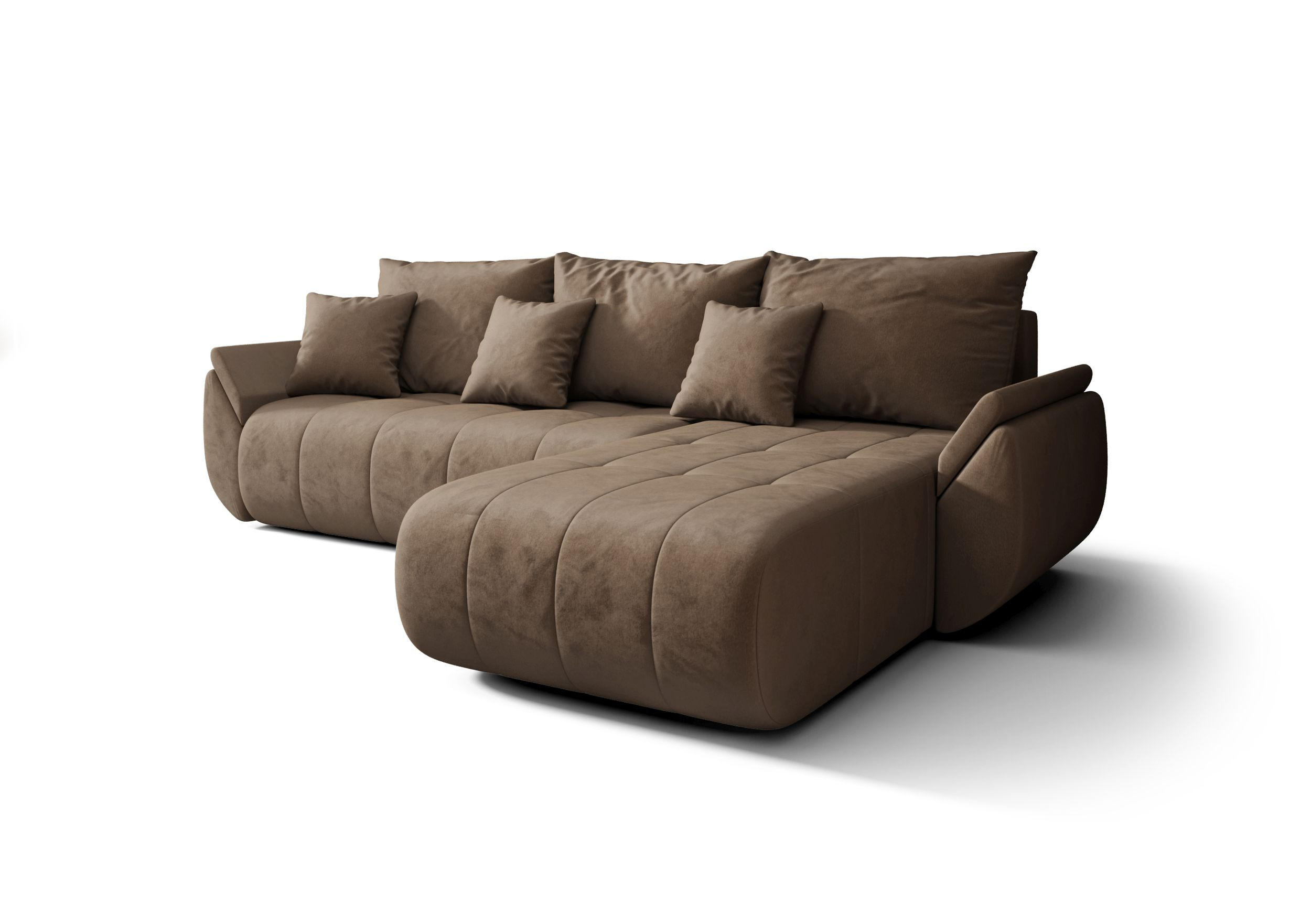 ECKSOFA mit Schlaffunktion TOKYO L Monolith 09 Links - Braun, Textil (280/185cm) - Bedante