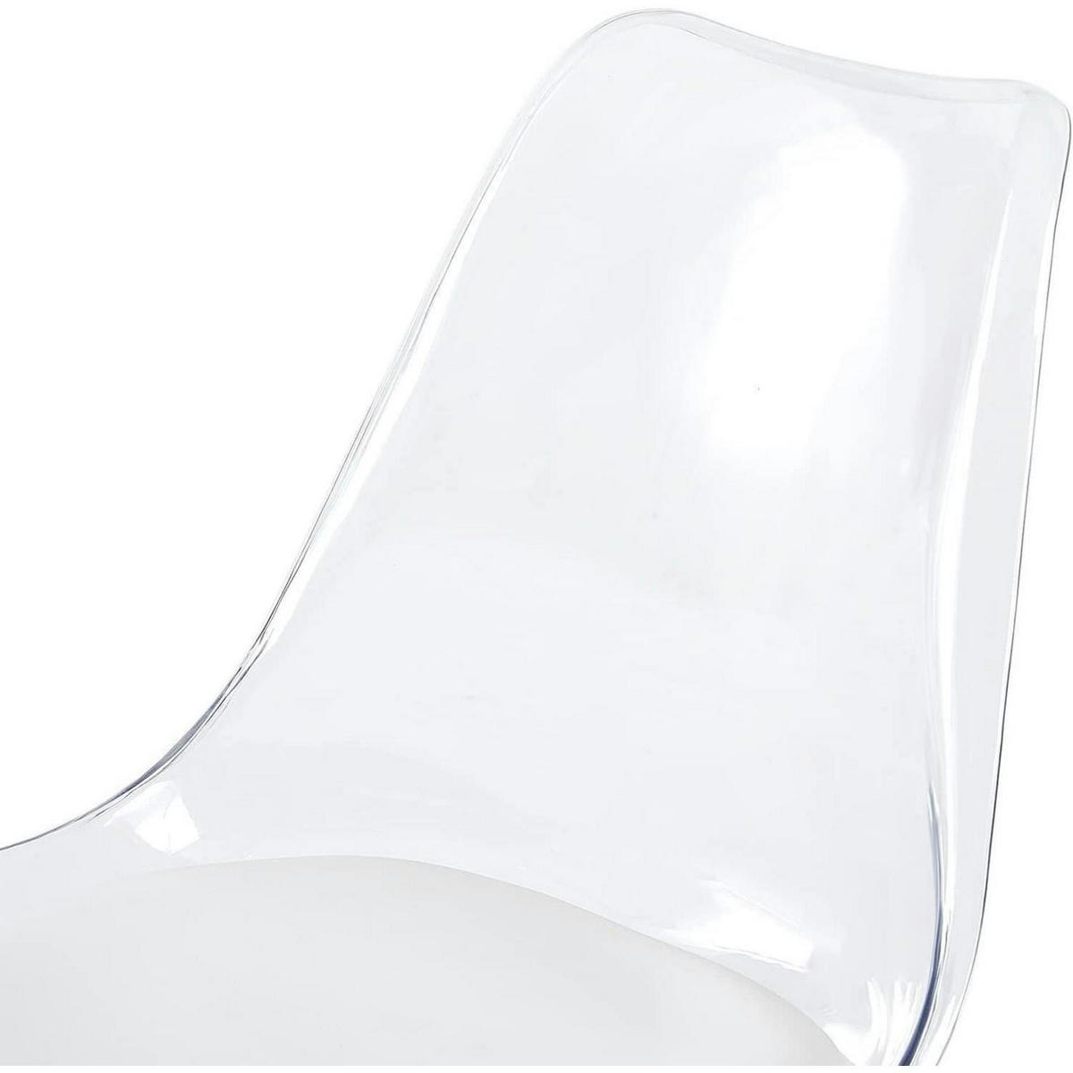 ESSZIMMERSTUHL 8er Set Transparent mit weißem Sitzkissen und Buchenholzbeinen - Transparent, Kunststoff (47.5/82/41cm)