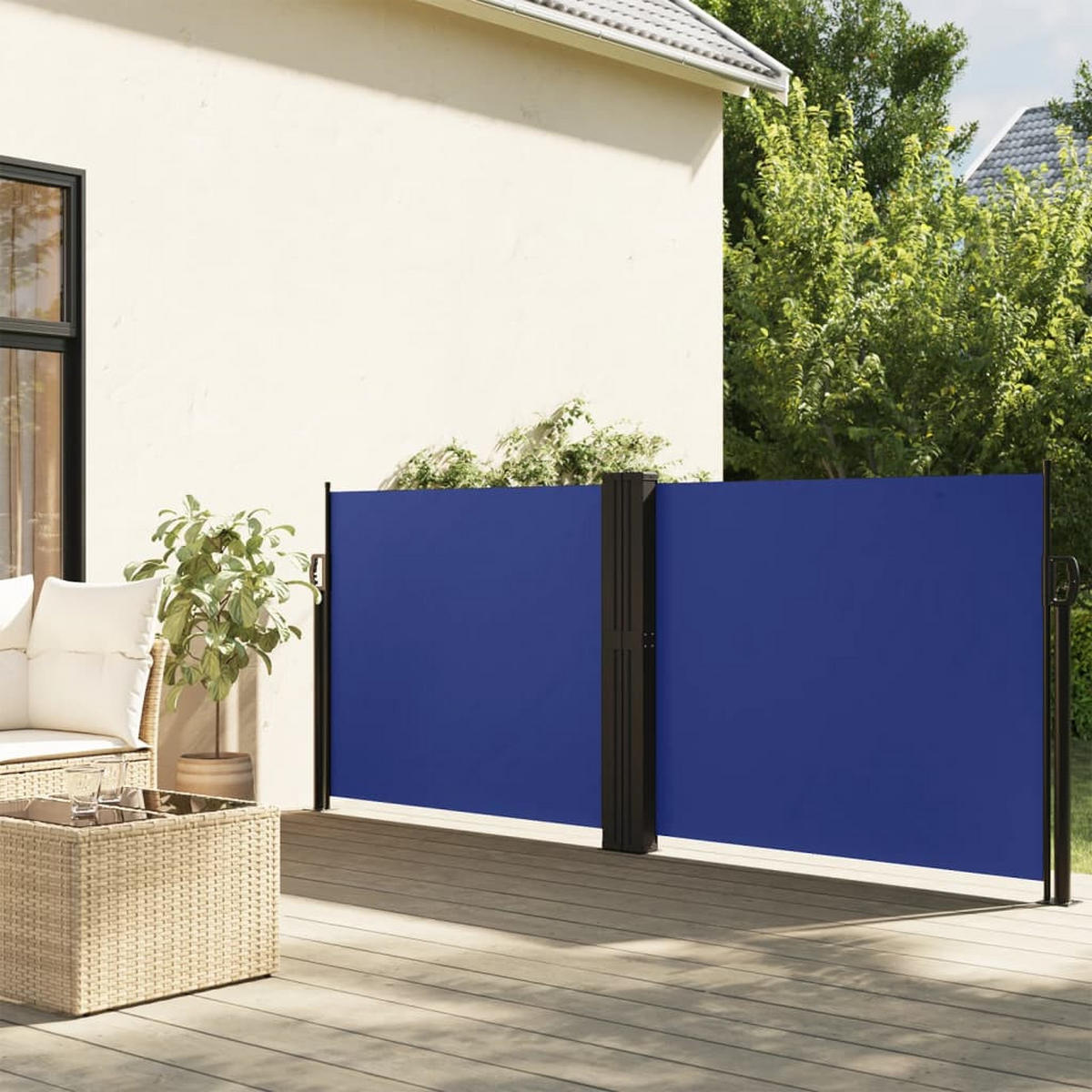 SEITENMARKISE Ausziehbar Blau 100x600 cm - Blau, Textil (100/1/600cm) - furnicato