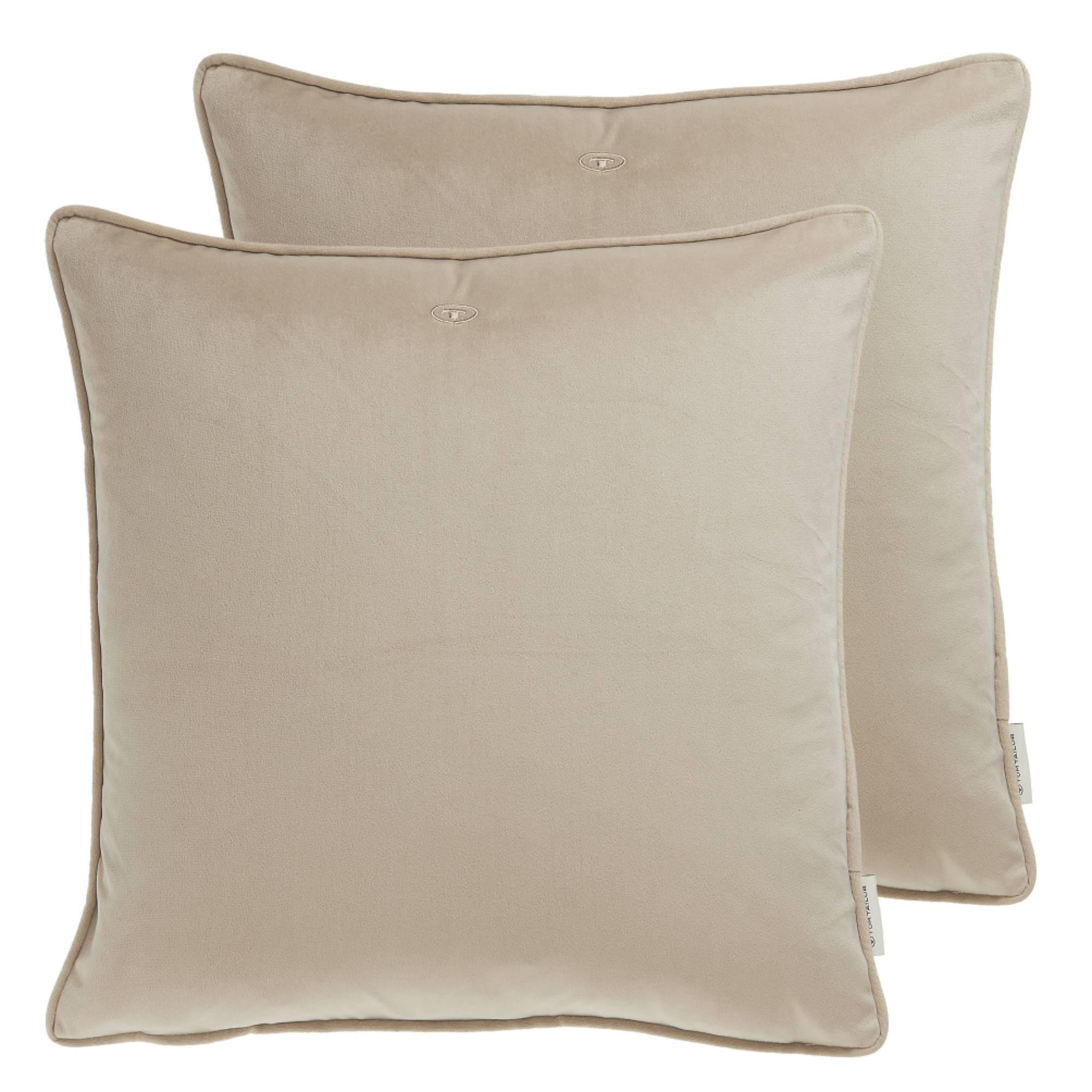 ZIERKISSENHÜLLE VELVET SIGNATURE - Beige, Textil (45/45cm) - Tom Tailor