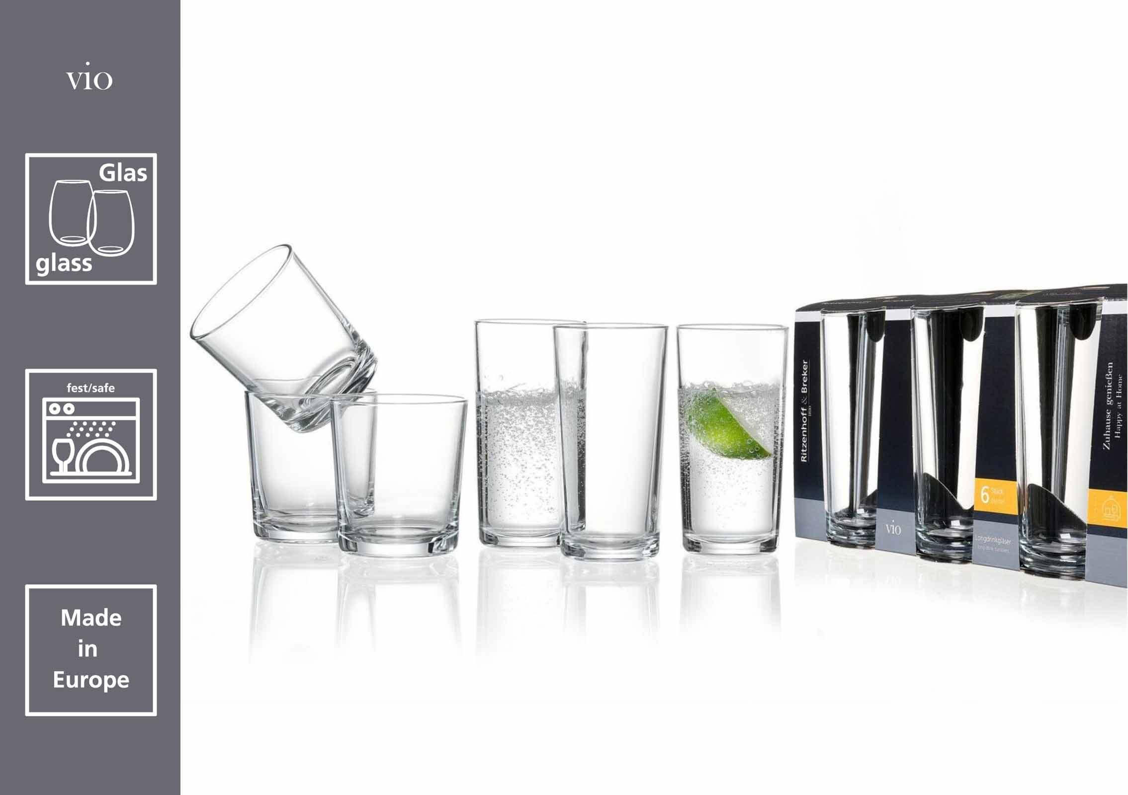 WHISKY / LONGDRINK-SET Vio transparent 12er Set - Transparent, Glas - Ritzenhoff Breker