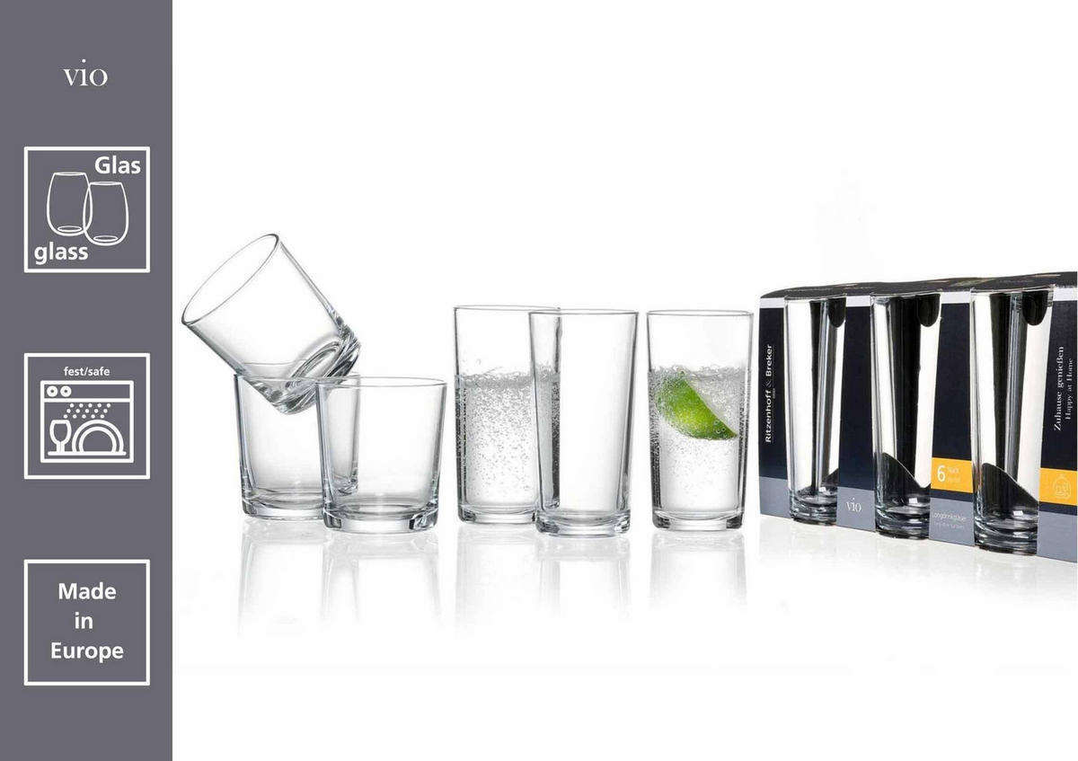 WHISKY / LONGDRINK-SET Vio transparent 12er Set - Transparent, Glas - Ritzenhoff Breker