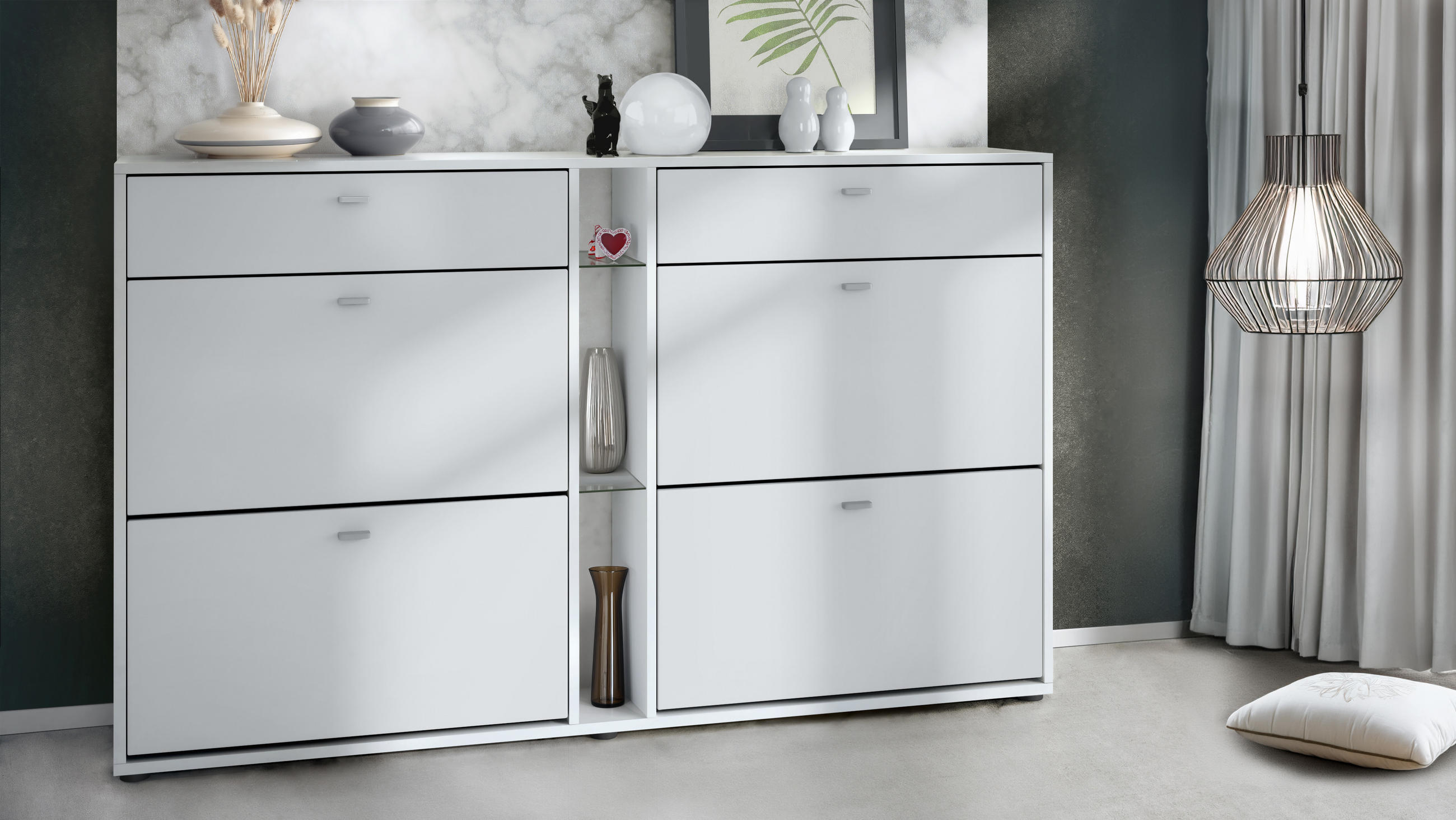 SCHUHSCHRANK Today Fronten in Weiß matt - Weiß, Holzwerkstoff (155.5/95/28cm) - Vladon