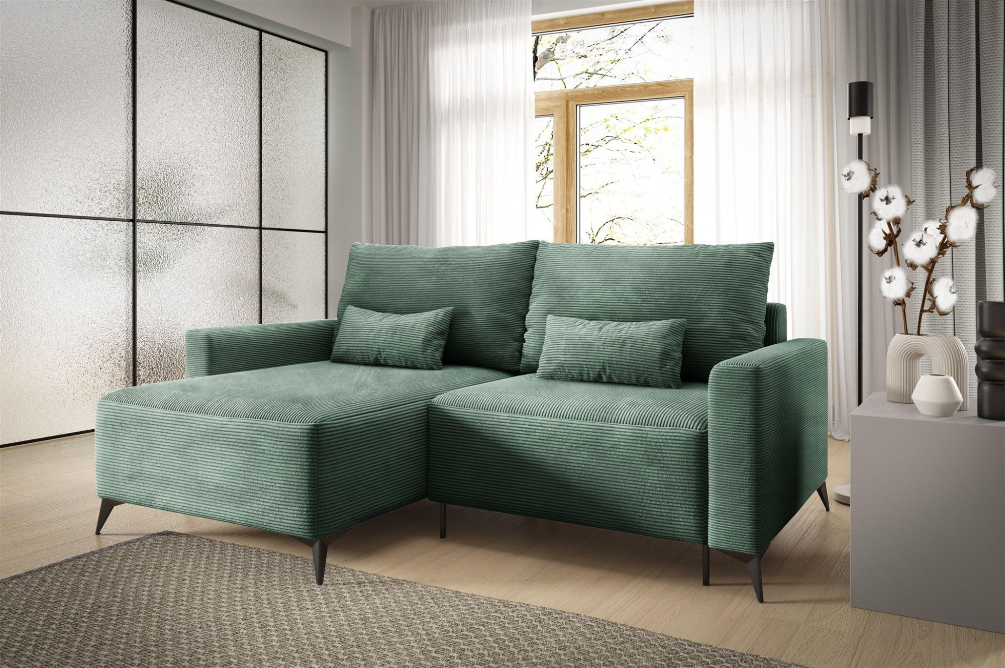 ECKSOFA Silves Mit Schlaffunktion - Grün, Holzwerkstoff/Textil (239/148cm) - Fun Möbel