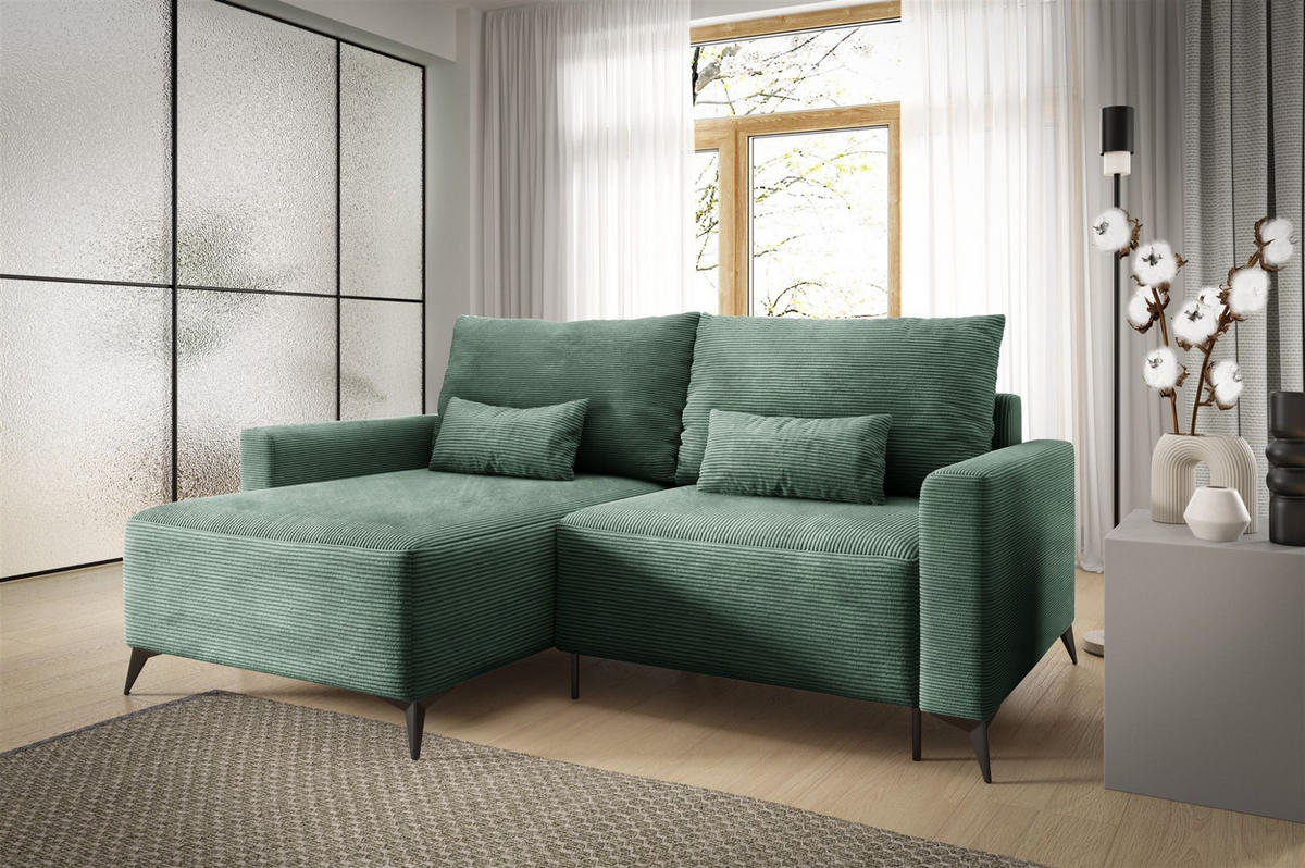 ECKSOFA Silves Mit Schlaffunktion - Grün, Holzwerkstoff/Textil (239/148cm) - Fun Möbel