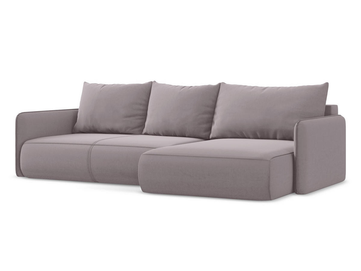 ECKSOFA mit Schlaffunktion Samt Stoff Violett - Lila/Flieder, Kunststoff/Textil (240/148cm) - Makamii