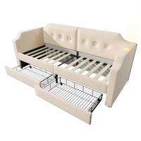 TAGESBETT 90/200 cm DE-00614, in Beige, USB-Anschluss und 2 Schubladen - Beige, Metall (90/200cm) - ComfortXL