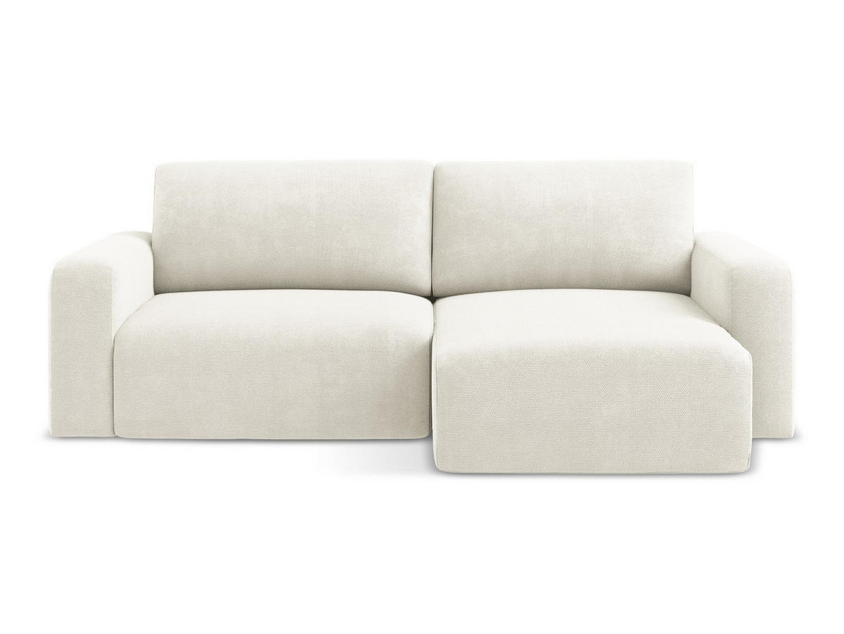 ECKSOFA mit Schlaffunktion rechts Chenille Stoff Weiß - Pink/Schwarz, Kunststoff/Textil (244/149cm) - Makamii