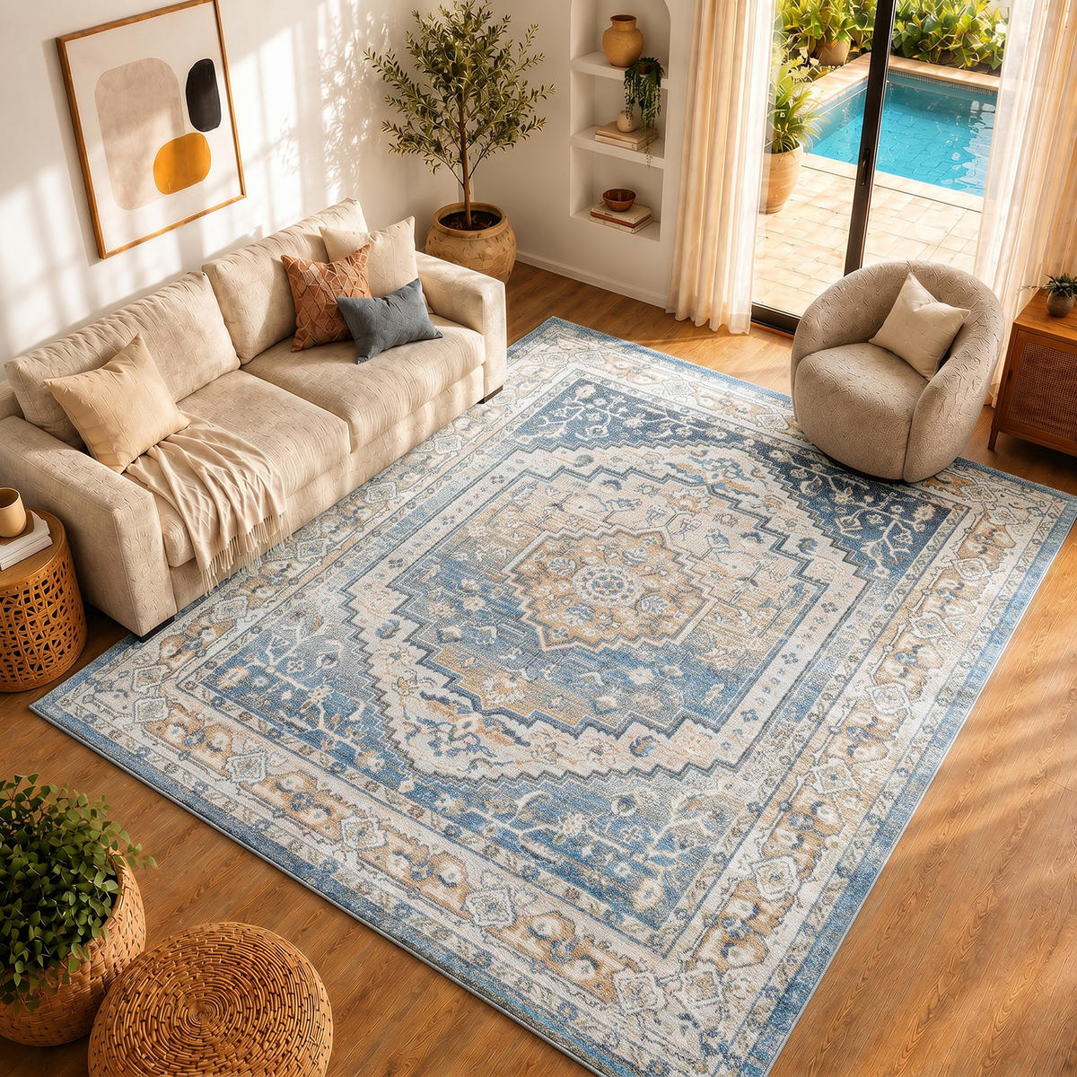 WASCHBARER TEPPICH Jennifer 200/275 cm Dunkelblau - Dunkelblau, Textil (200/275cm) - LIVABLISS