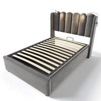 STAURAUMBETT 90/200 cm DE-00556, in Samt Grau, Leselicht - Grau, Metall (90/200cm) - ComfortXL