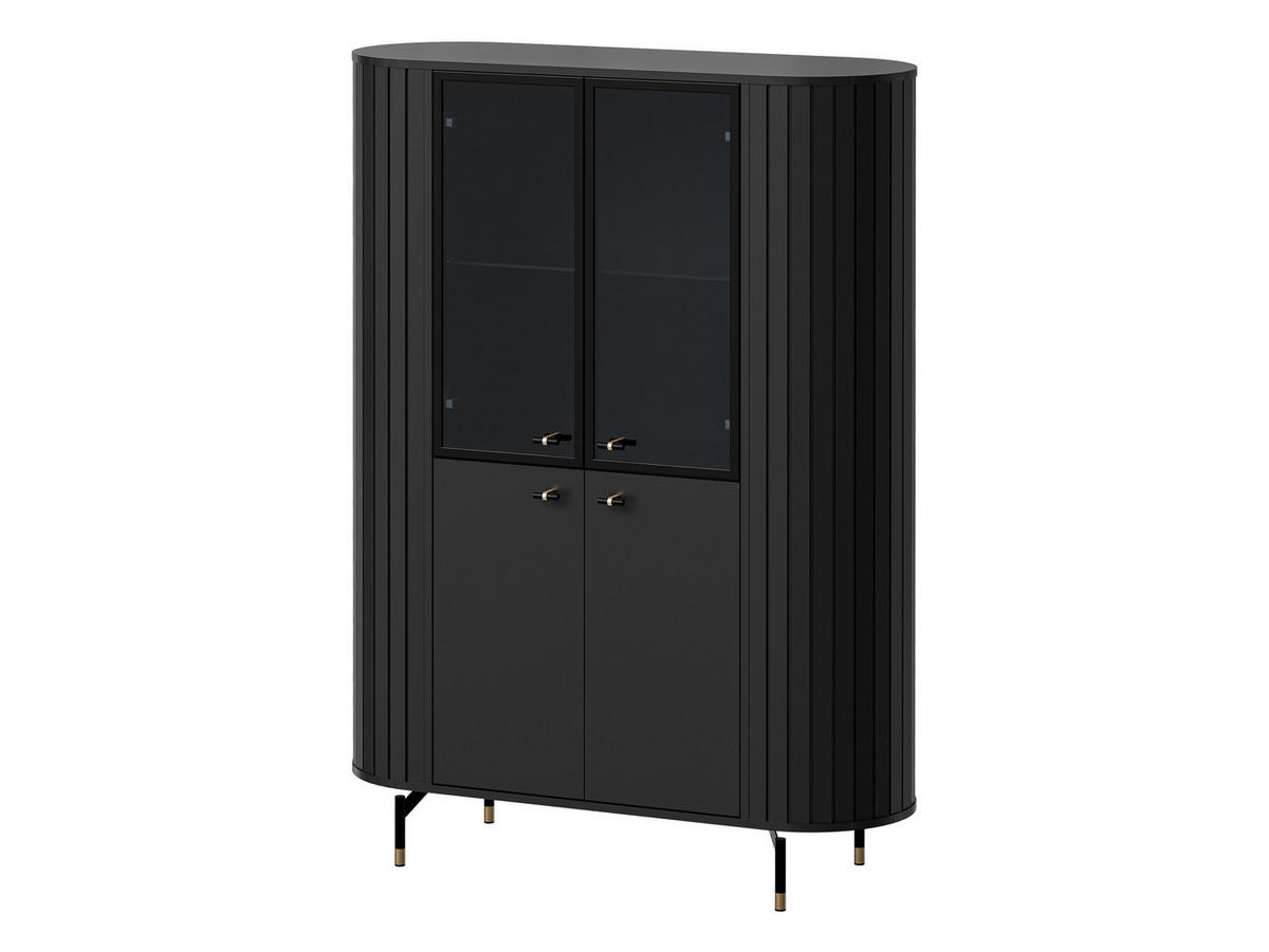 VITRINE Zante 2D2W 01 - Goldfarben/Schwarz, Holzwerkstoff/Metall (113/155/40cm) - MIRJAN24