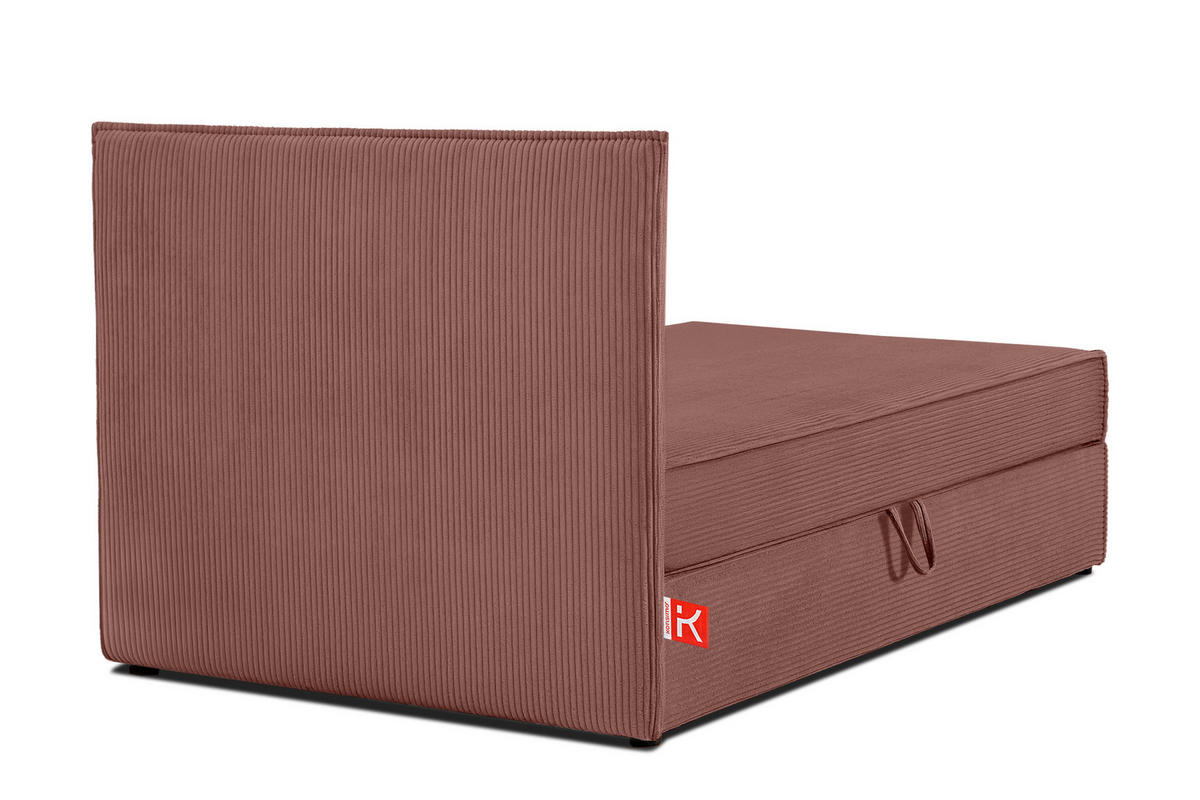 BOXSPRINGBETT ROTI Einzelbett, rosa - Schwarz/Rosa, Holz/Holzwerkstoff (90/200cm) - KONSIMO®