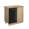 ECKUNTERSCHRANK R-Line Schwarz Hochglanz 86 cm, AP Eiche - Schwarz Hochglanz/Eiche Wotan, Holzwerkstoff (86/81.6/60cm) - Vicco