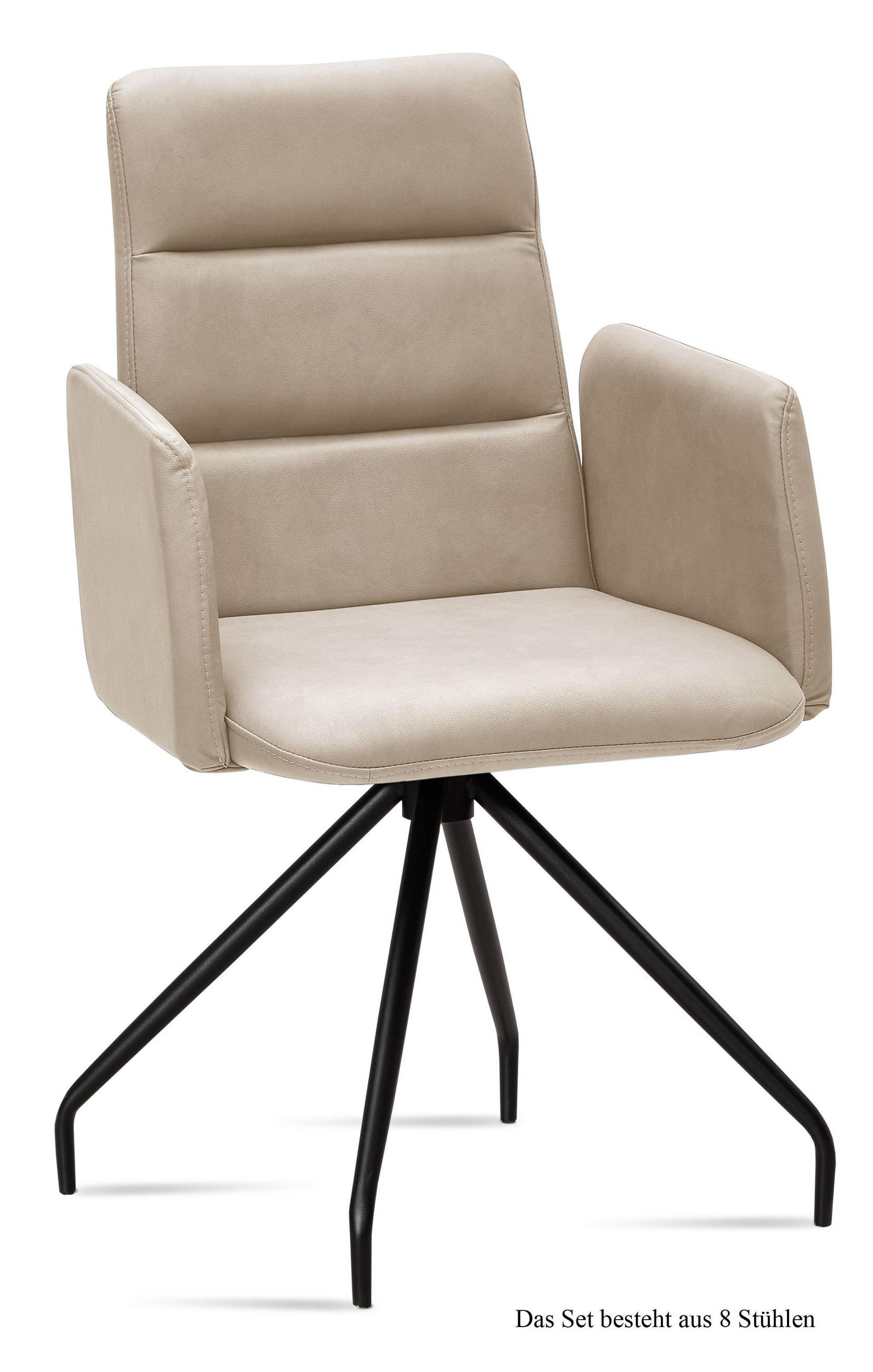 ARMLEHNSTUHL (8er-Set) Devora 52x92x60 Schwarz/Natur - Schwarz/Naturfarben, Kunststoff (60/92/52cm) - 58aufmkessel