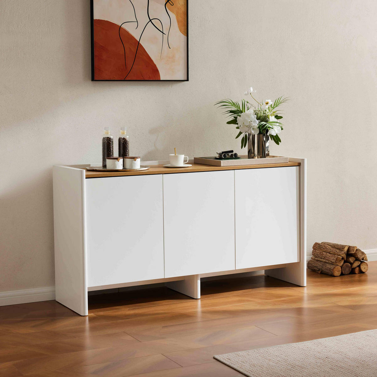SIDEBOARD 140 cm, Grün - Grün, Holz (40/75/140cm) - Oviala