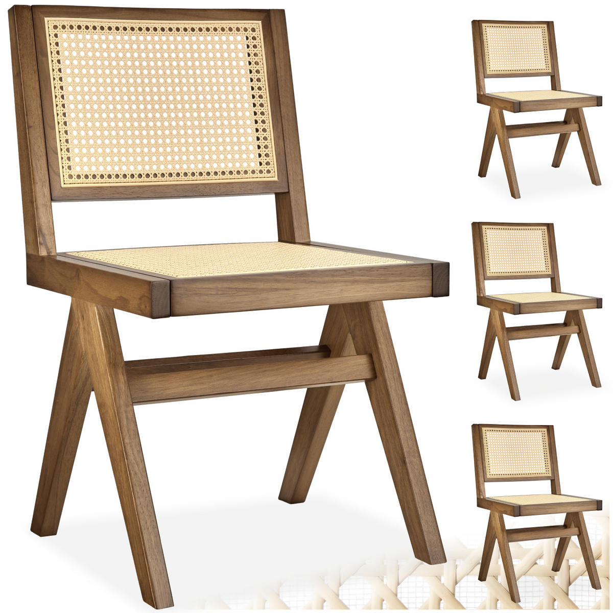 HOLZSTUHL 4er Set Lissy,48,5 x 53,5 x 83 cm, Belastbarkeit 120 kg,Eiche hell - Eichefarben, Holz (48.5/83/53.5cm) - tectake