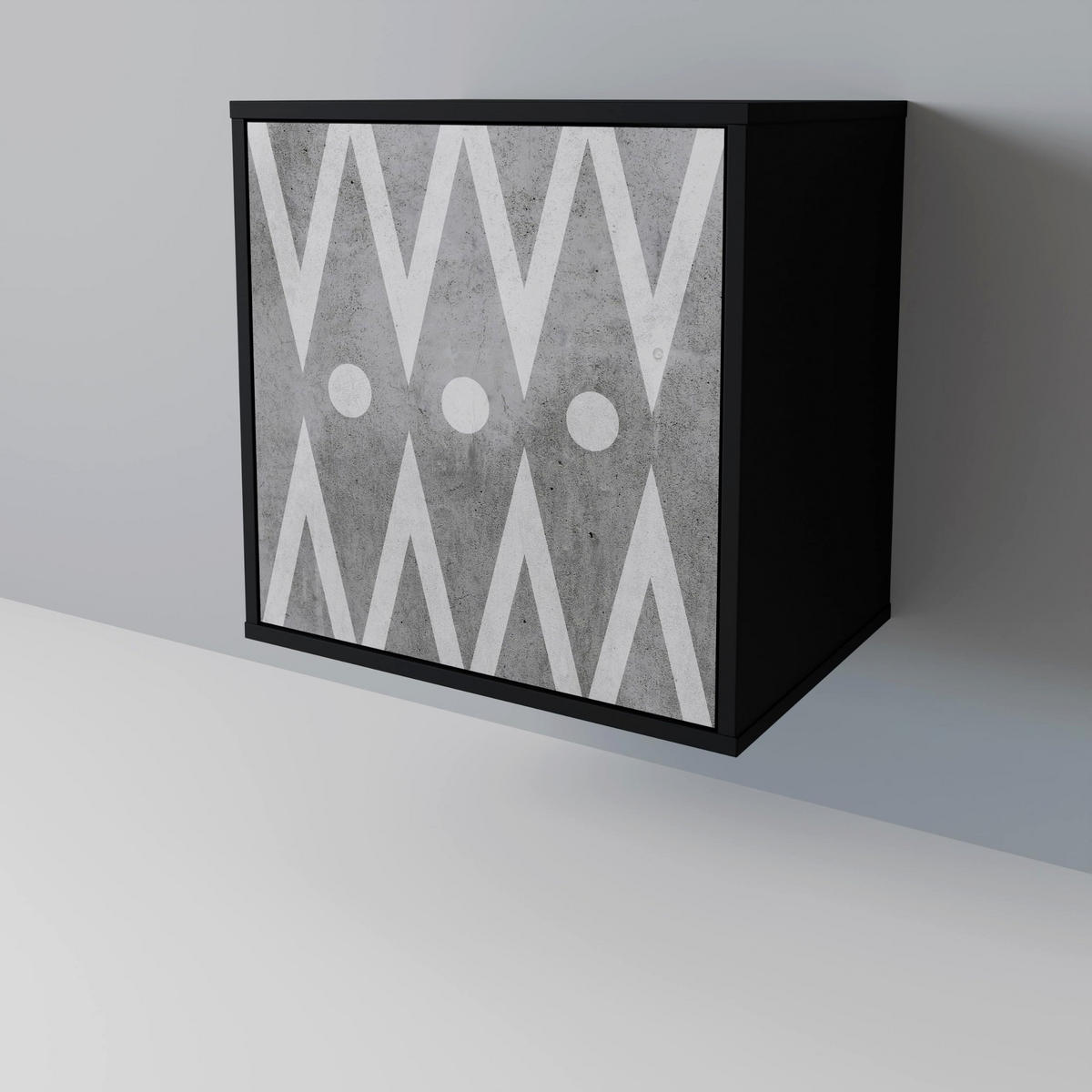 SIDEBOARD SHARP EDGES, Schwarz, 57,5x42x67,5 cm, Schwarze Metall-Rahmenfüße - Multicolor/Schwarz, Holzwerkstoff/Metall (57.5/67.5/42cm) - SpaceRebels