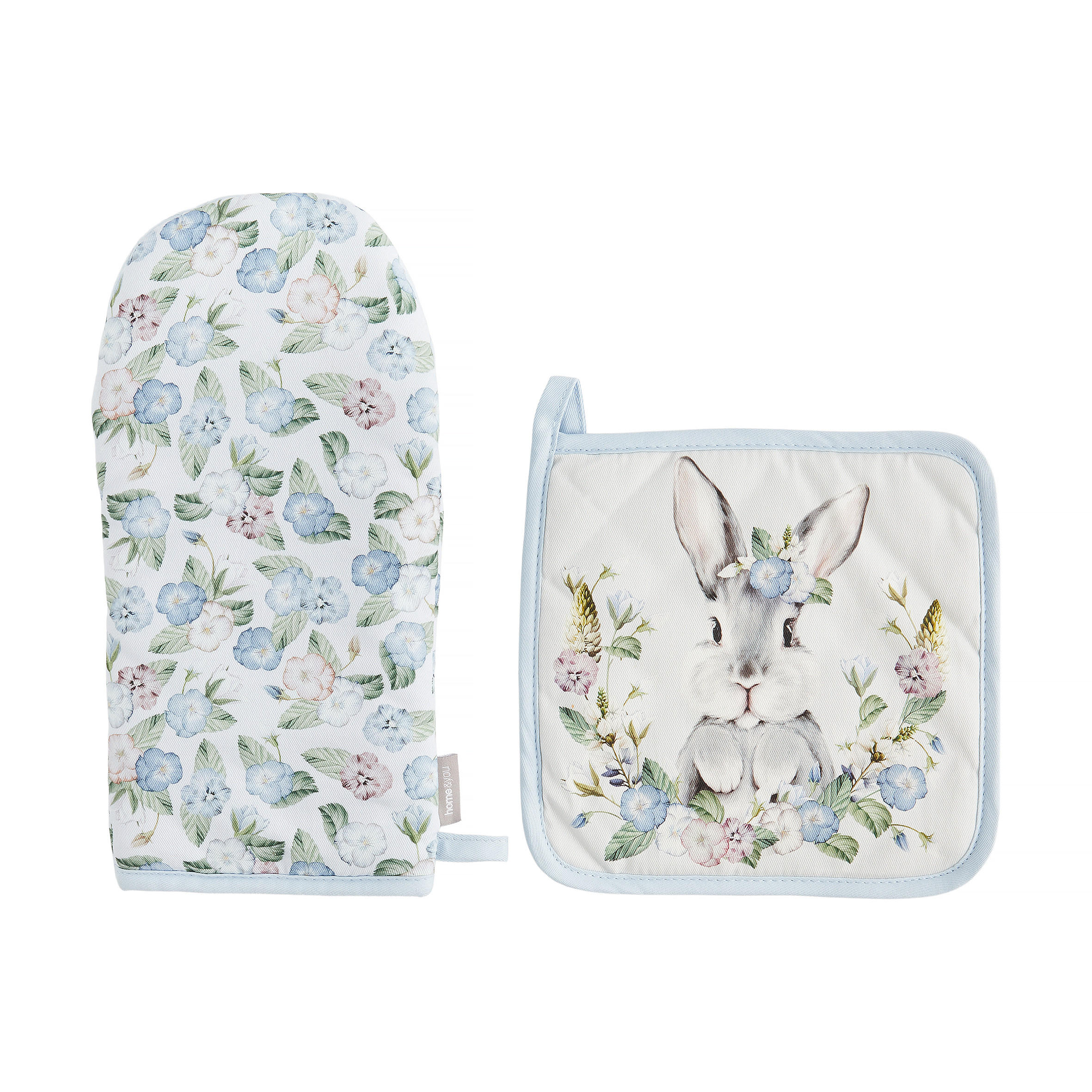 KÜCHENPFOTE UND OFENHANDSCHUH Pansilo - Hellblau, Textil (14/30cm) - home&you