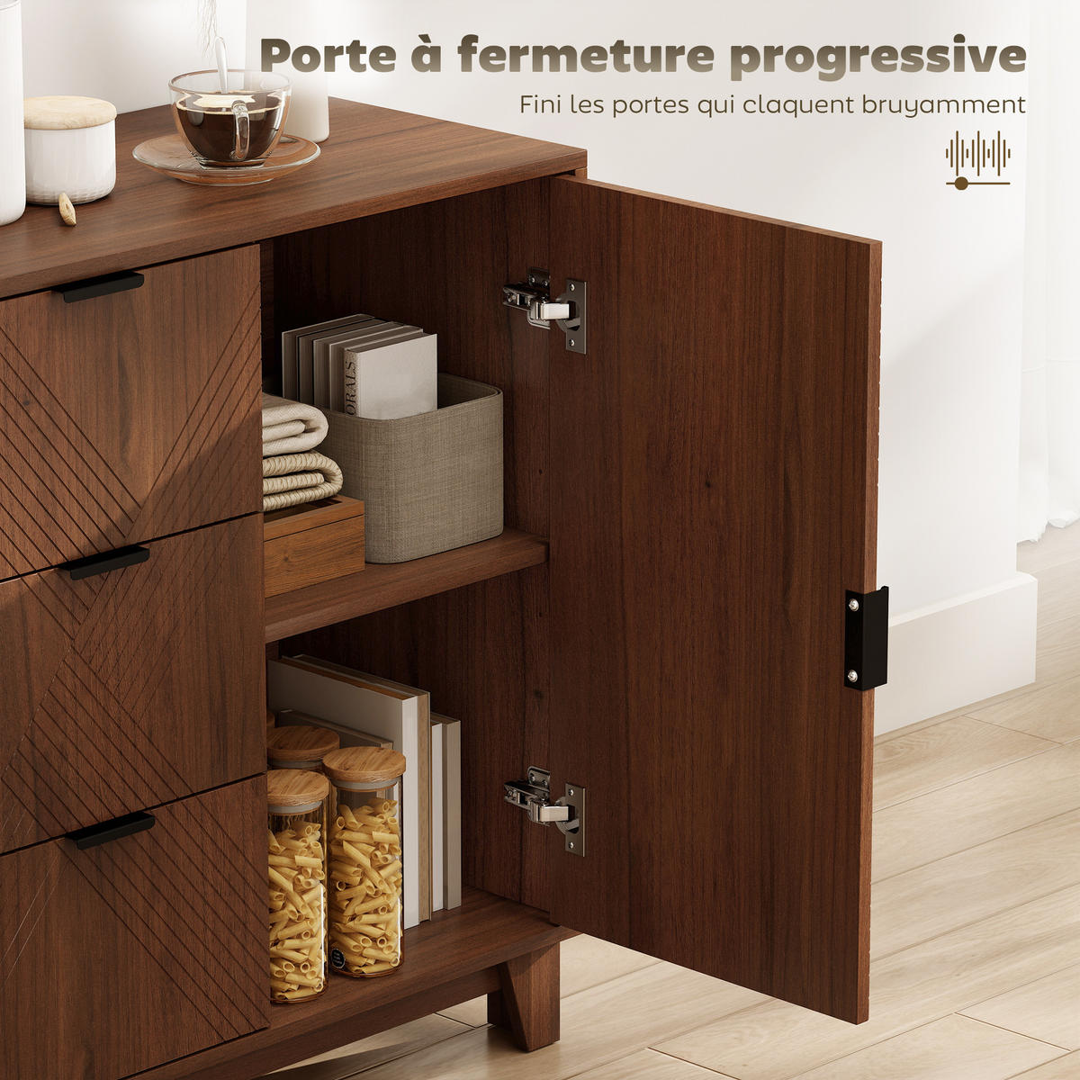 SIDEBOARD DE-11269 3 Schubladen Holzoptik Braun - Braun, Holzwerkstoff (75/80/39cm) - ComfortXL