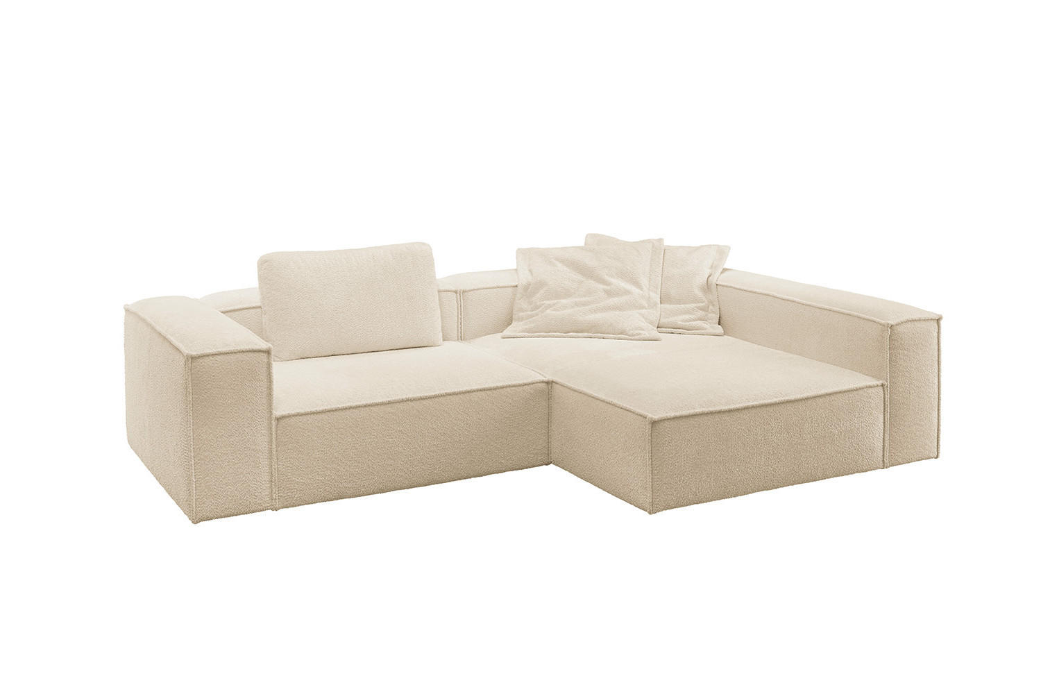 ECKSOFA CARMO Beige Flachgewebe - Beige/Schwarz, Kunststoff/Textil (306/191cm) - KAWOLA
