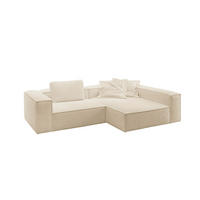 ECKSOFA CARMO Beige Flachgewebe - Beige/Schwarz, Kunststoff/Textil (306/191cm) - KAWOLA