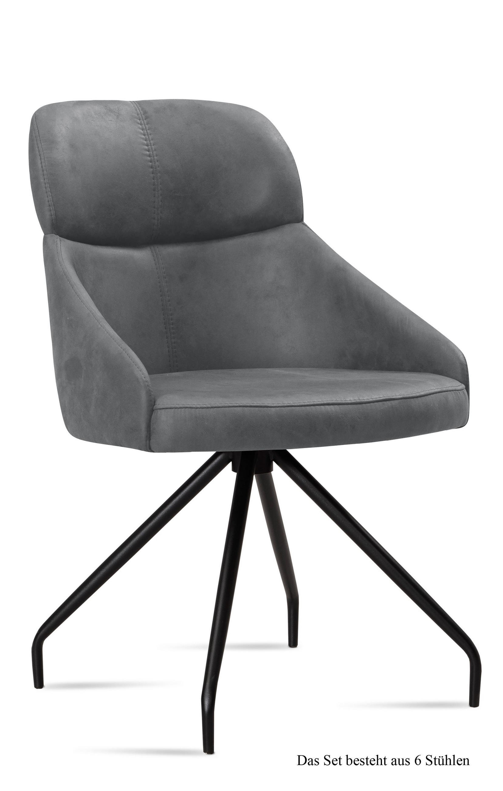 ESSZIMMERSTUHL (6er-Set) Dionne 52x82x63 Schwarz/Grau - Schwarz/Grau, Kunststoff (63/82/52cm) - 58aufmkessel