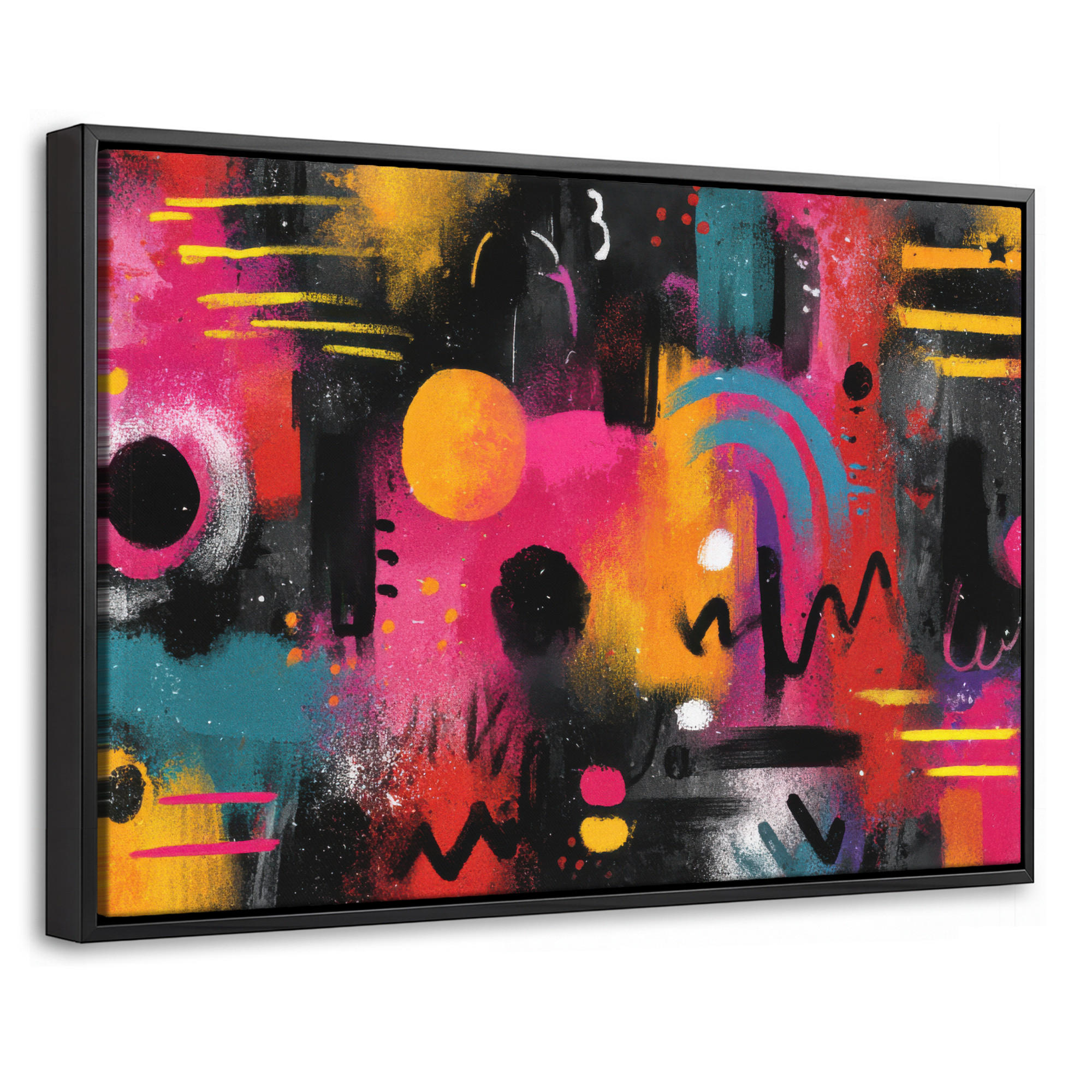 LEINWAND Bilder mit Rahmen - Farbflächen - Formen - Bunt - Abstrakt - 60x40 - Pink, Textil (60/40cm) - MuchoWow