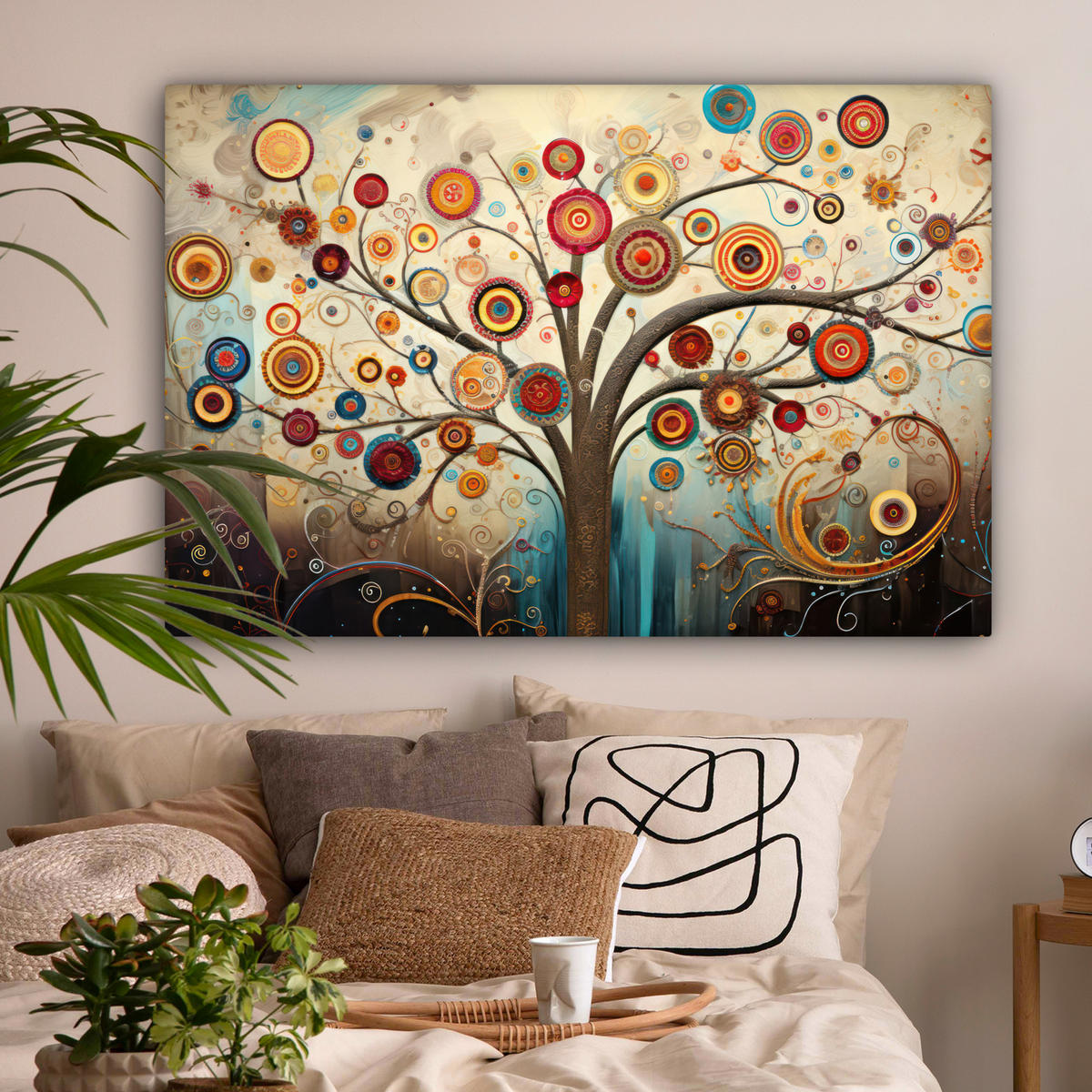 LEINWANDBILD Baum - Baum des Lebens - Farbe Wohnzimmer 120x80 cm - Braun, Textil (120/80cm) - MuchoWow