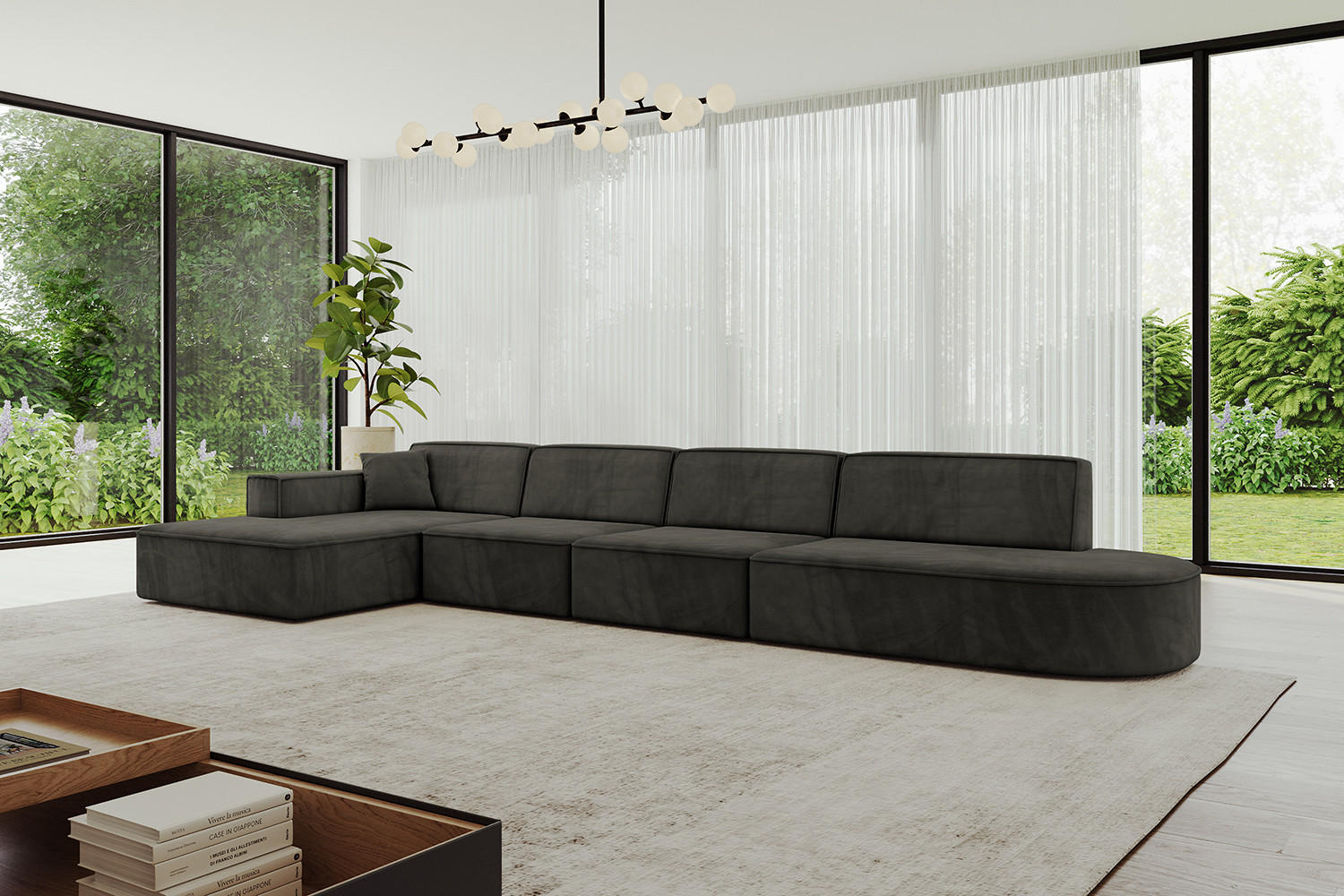 Thumbnail - Altdecor Ecksofa, Schwarz, Textil, 5-Sitzer, 412x165 cm, Wohnzimmer, Sofas & Couches, Wohnlandschaften, Ecksofas