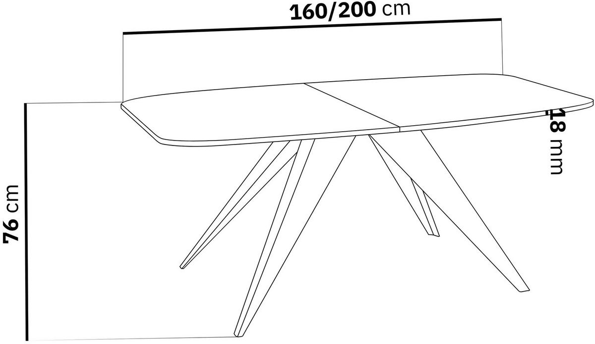 ESSTISCH Foster rechteckig ausziehbar, Marmor Schwarz 160-198/80/76 cm - Anthrazit/Schwarz, Holzwerkstoff/Metall (160/80/76cm) - WFL GROUP